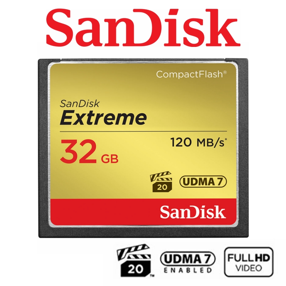 SanDisk CF Extreme 32GB CompactFlash Memory Card DSLR High Speed 120MB/s