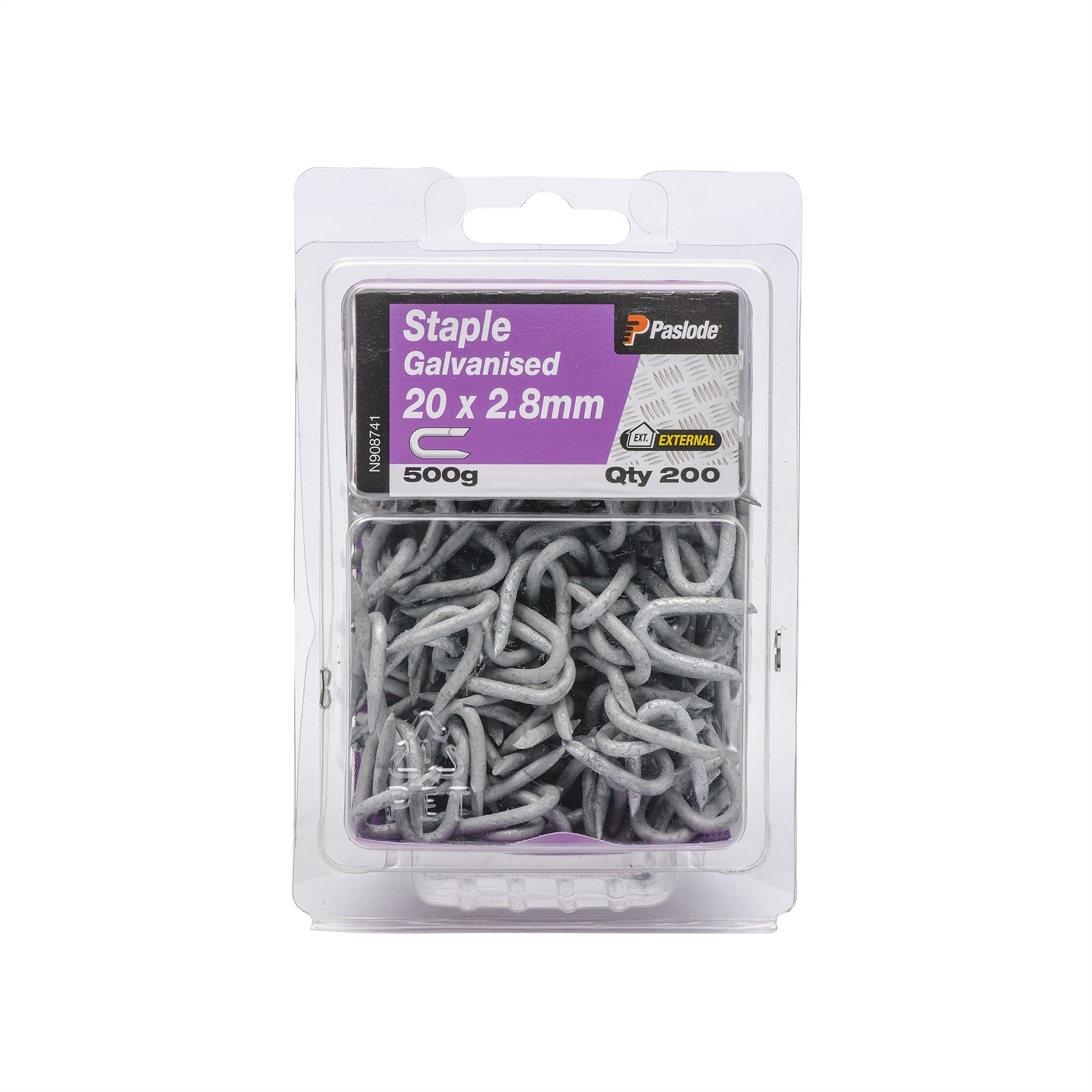 Paslode 20 x 2.8mm 500g Galvanised Staple Nail - 200 pieces