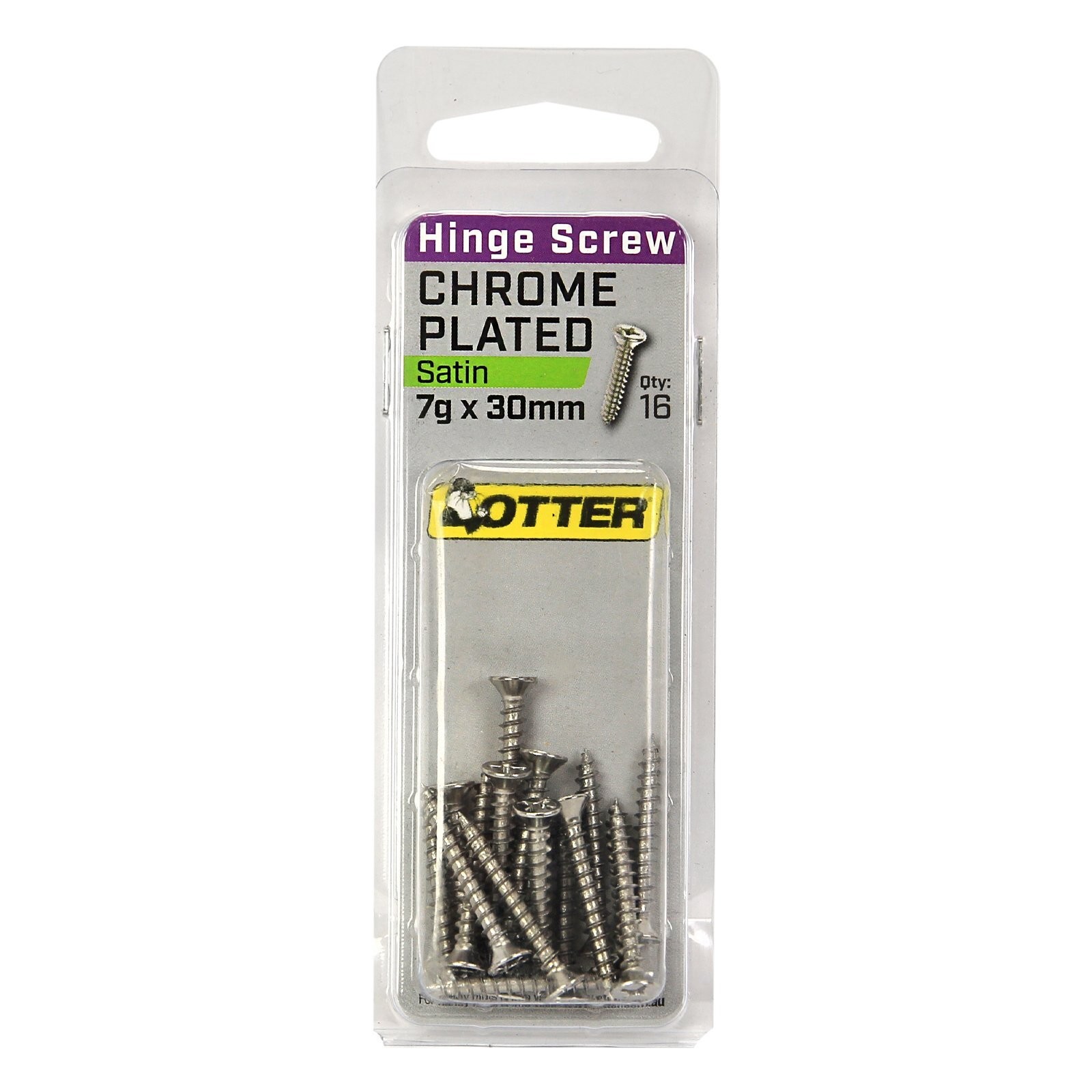 Otter 7 x 30mm Satin Chrome Hinge Screws 4 pcs
