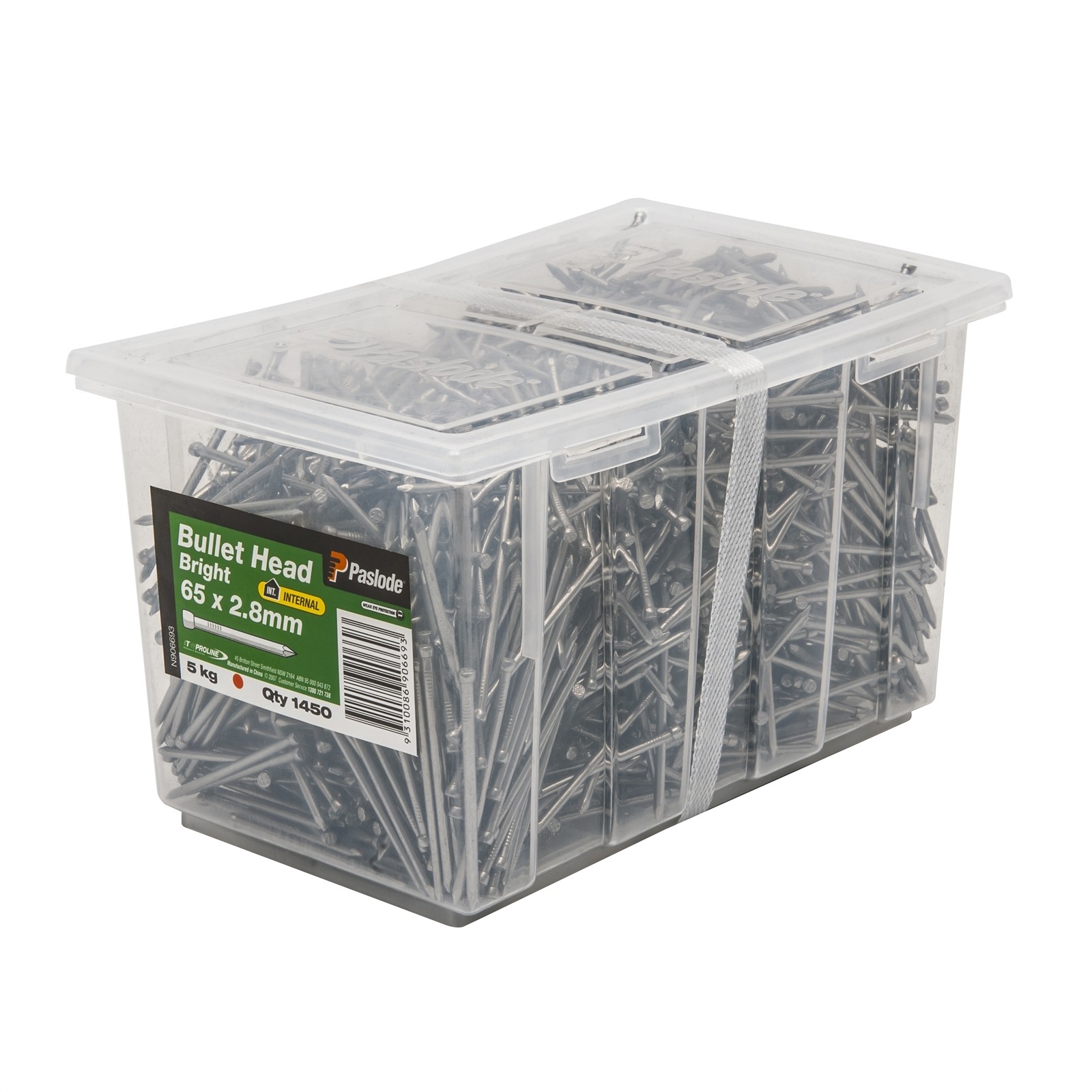 Paslode 65 x 2.8mm 5kg Bright Bullet Head Nail - 1450 pieces