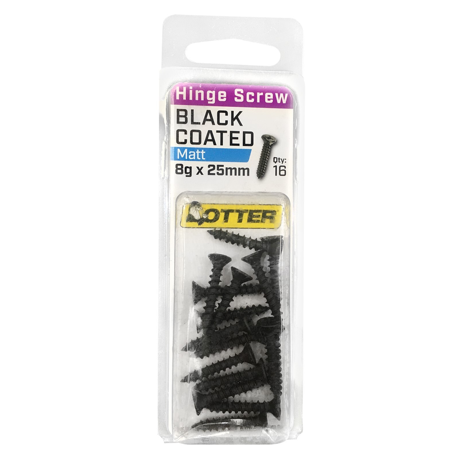 Otter 8 x 25mm Black Coated Hinge Screws 4 pcs