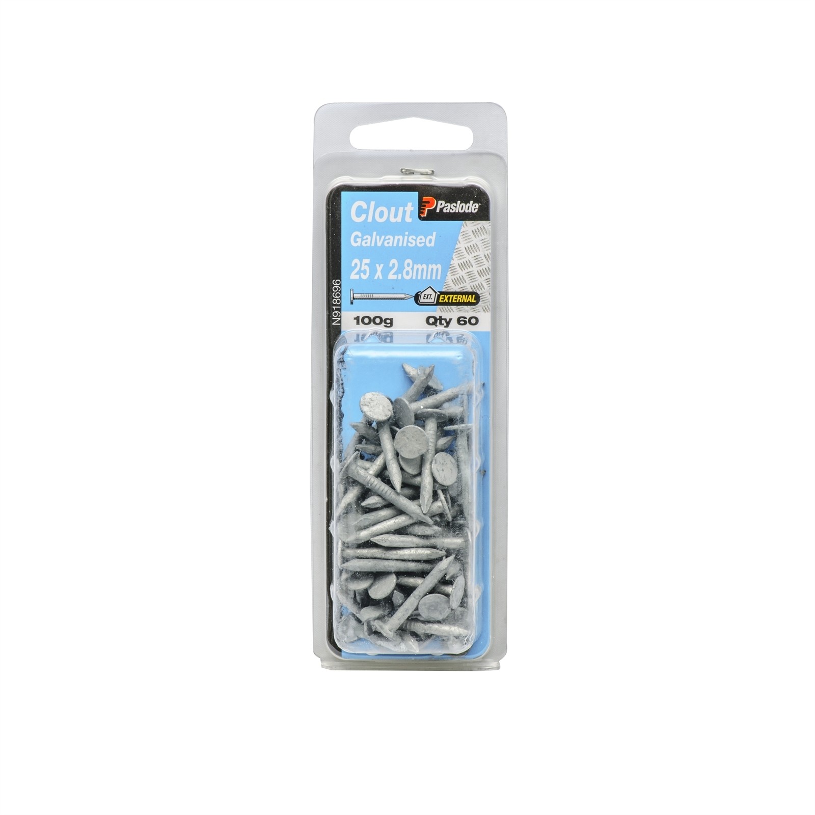 Paslode 25 x 2.8mm 100g Galvanised Clouts 2 pcs