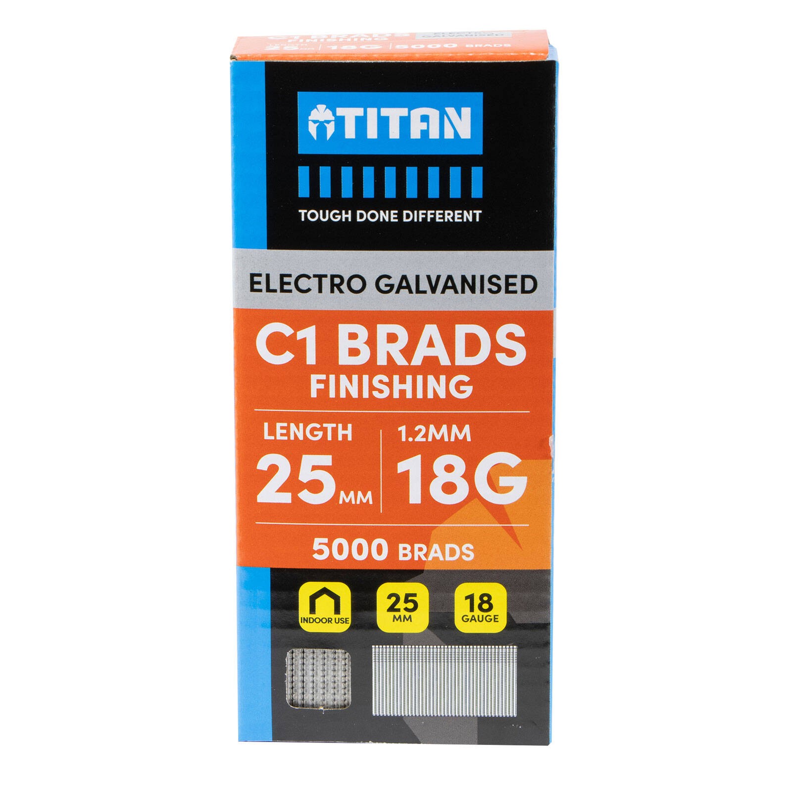 Titan 25 x 1.25mm Electro Galvanised Straight Collated Nail C1 - 5000 pieces