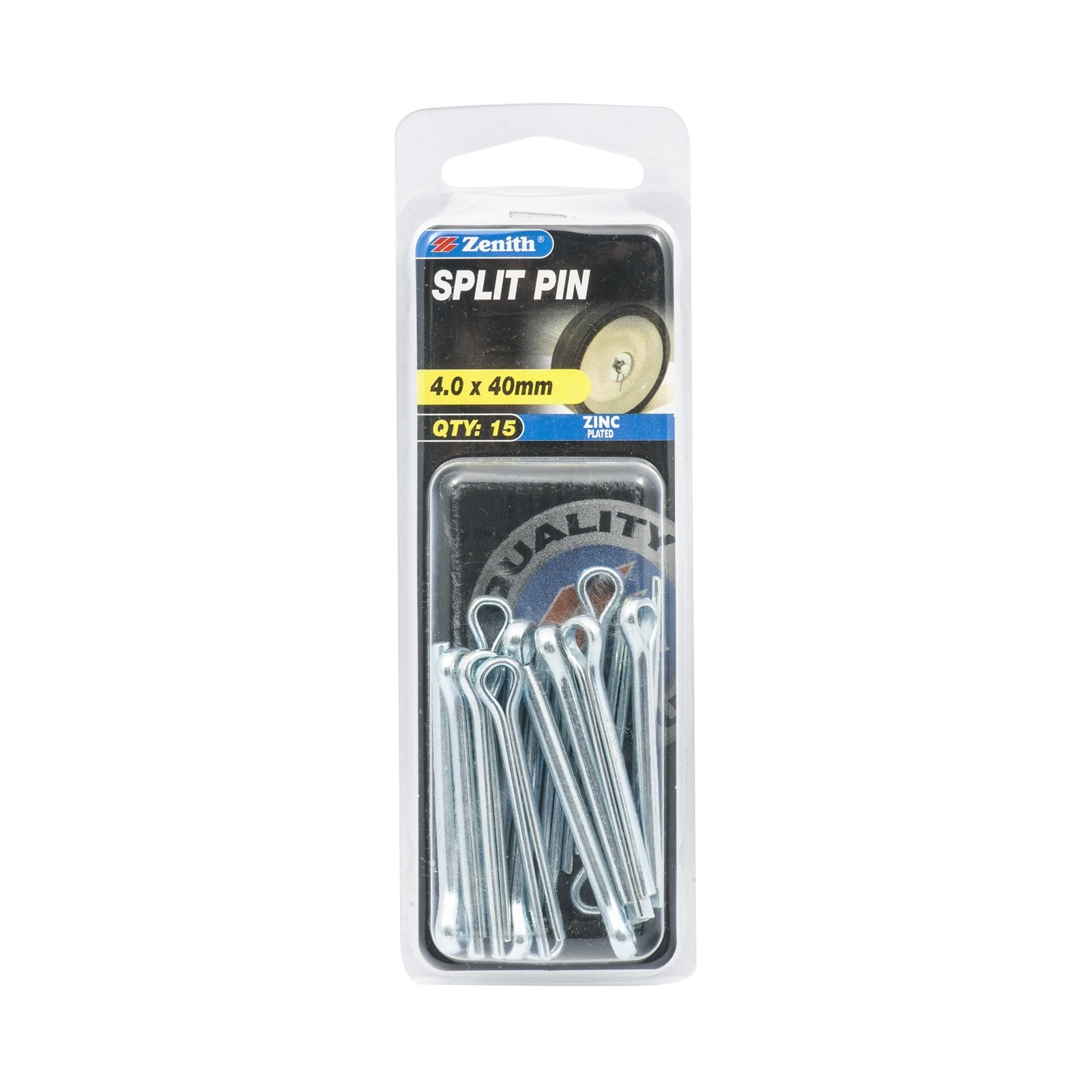 Zenith 4.0 x 40mm Zinc Plated Split Pin 2 pcs