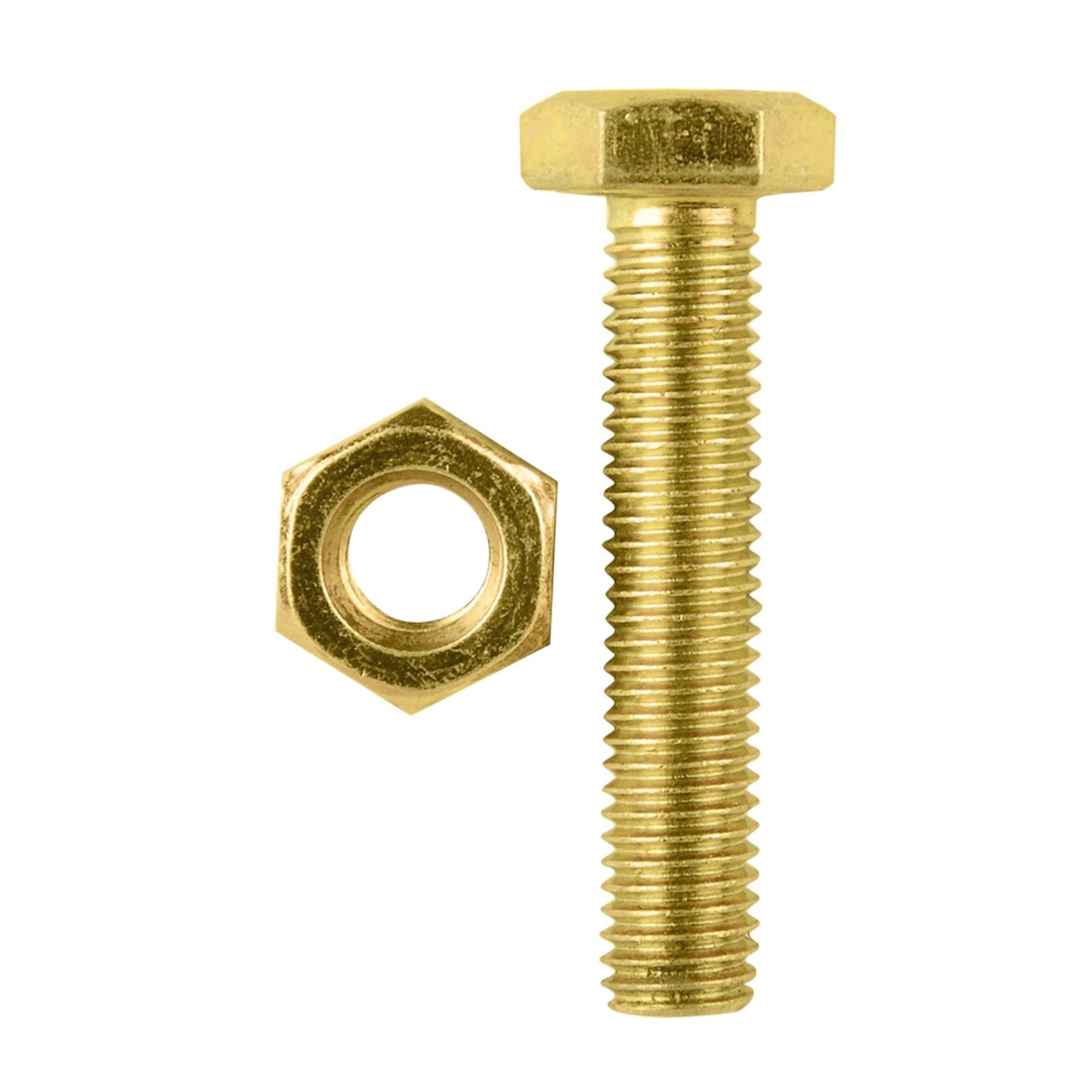 Pinnacle M10 x 50mm Yellow Zinc Hi Tensile Hex Bolt And Nut - 4 pieces