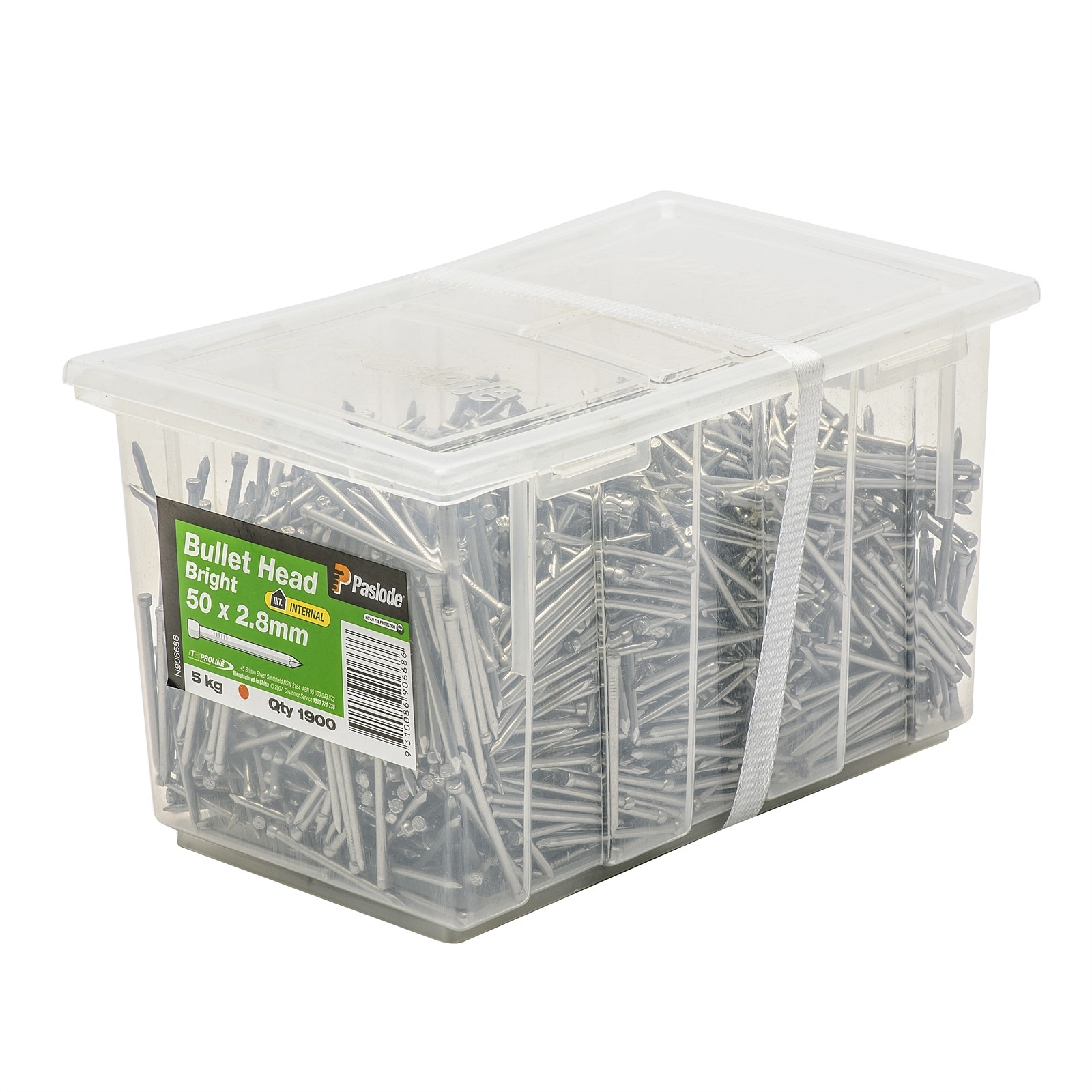 Paslode 50 x 2.8mm 5kg Bright Bullet Head Nail - 1900 pieces