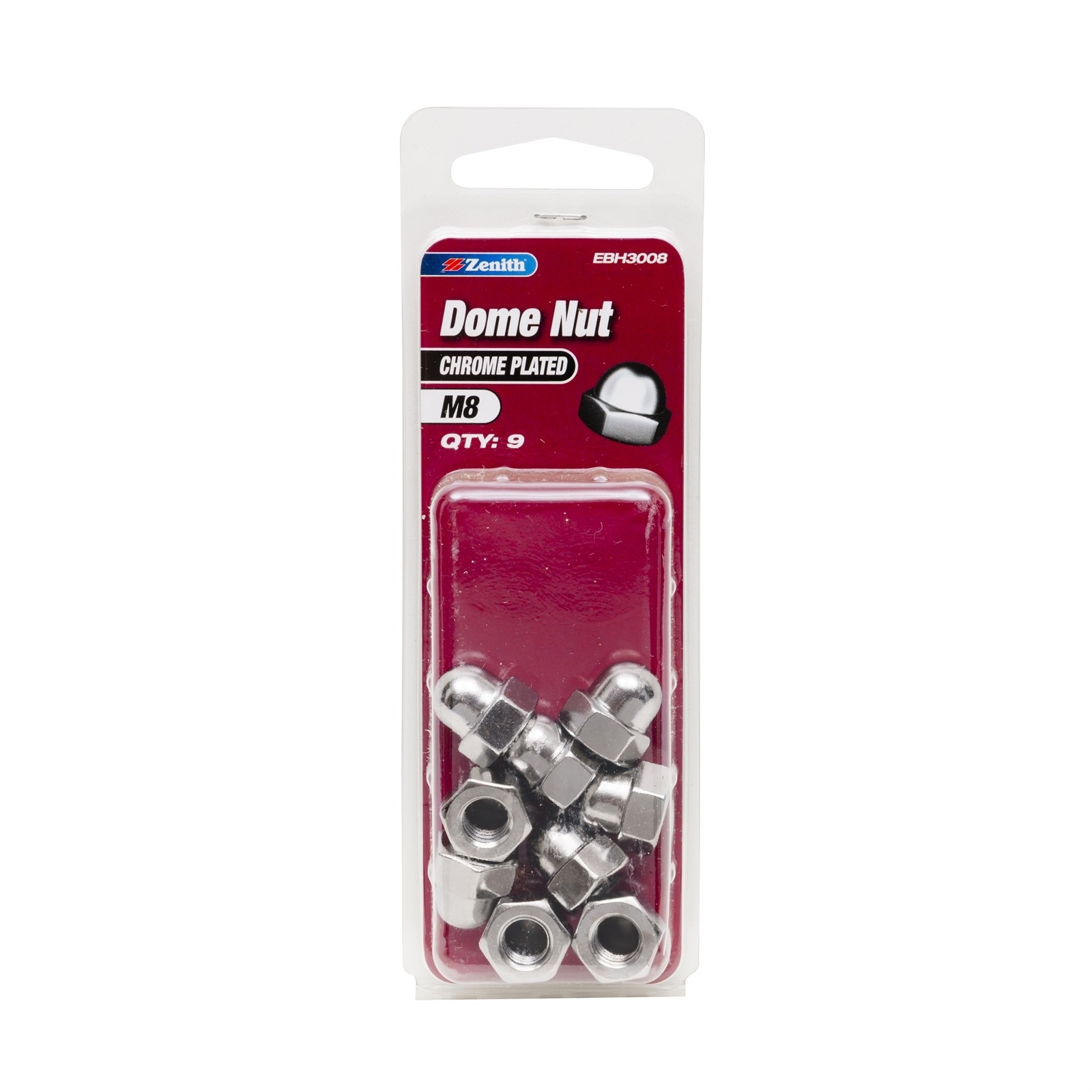 Zenith M8 Chrome Plated Steel Dome Nuts 2 pcs