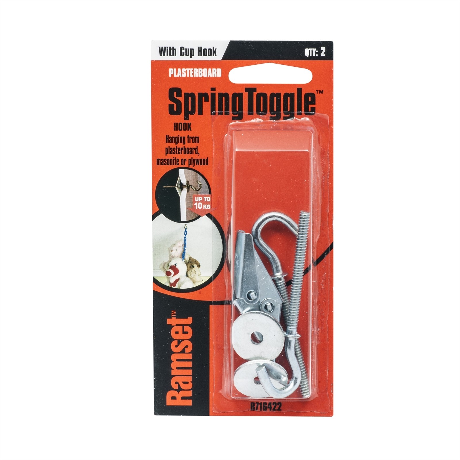 Ramset Spring Toggle With Round Cup Hook - 2 pieces