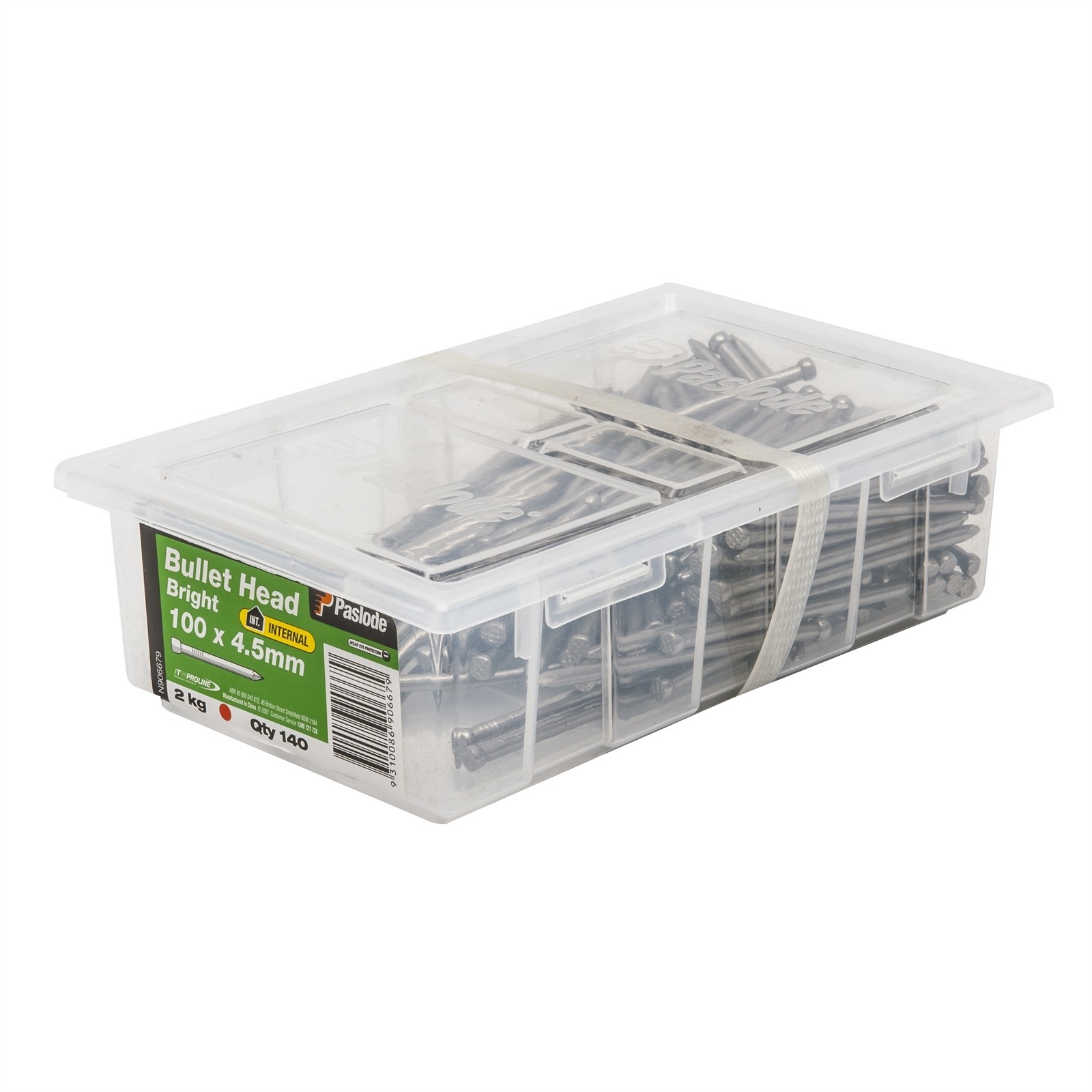 Paslode 100 x 4.5mm 2kg Bright Bullet Head Nail - 140 pieces