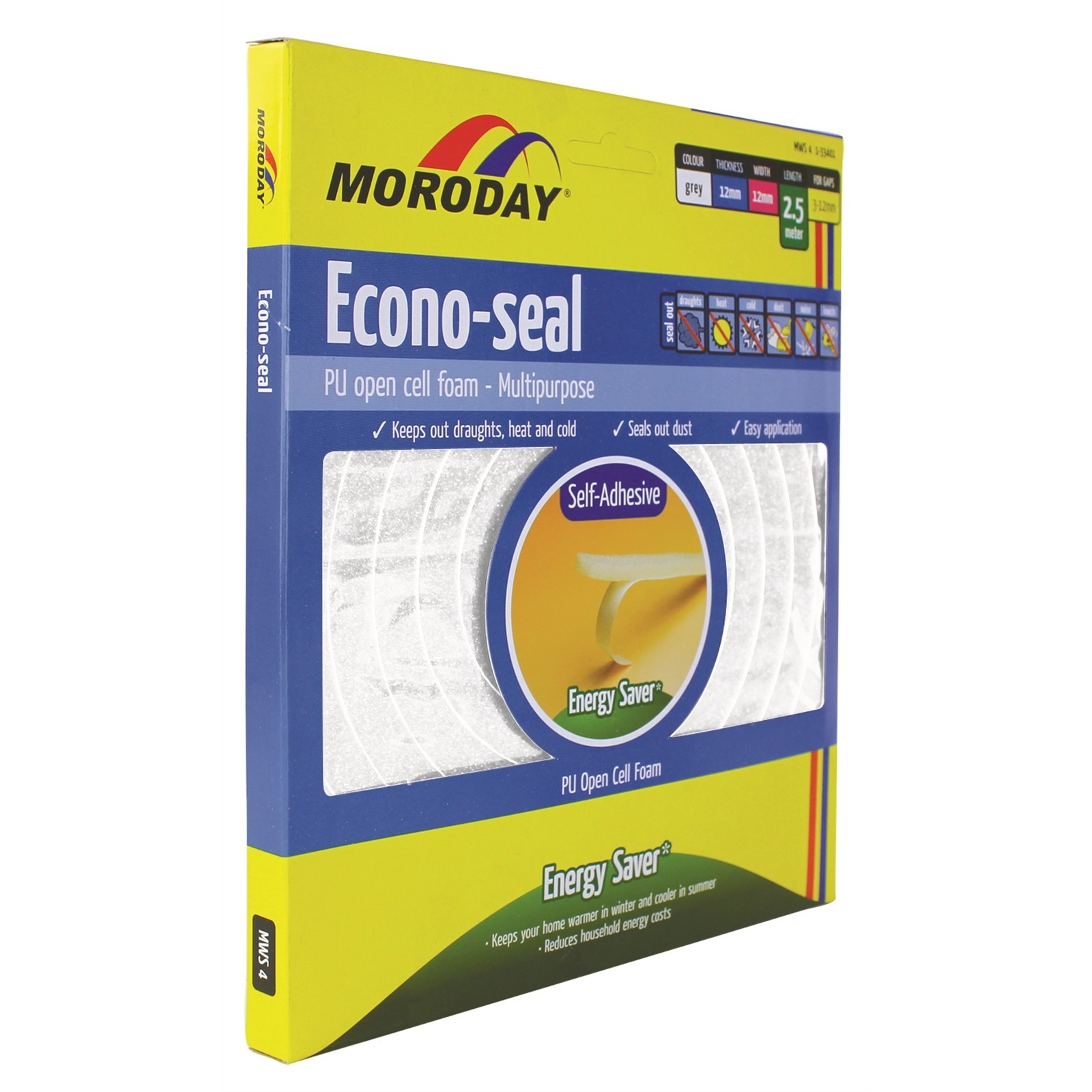 Moroday 12 x 12mm x 2.5m White Econo Weatherseal Tape