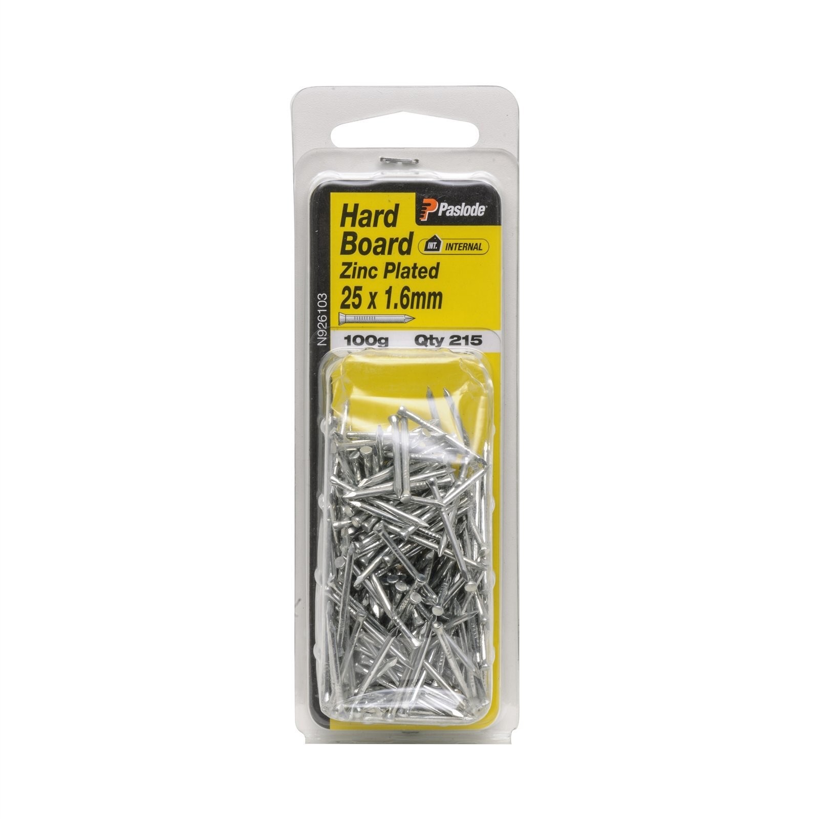 Paslode 25 x 1.6mm 100g Zinc Plated Hardboard Nail - 215 pieces