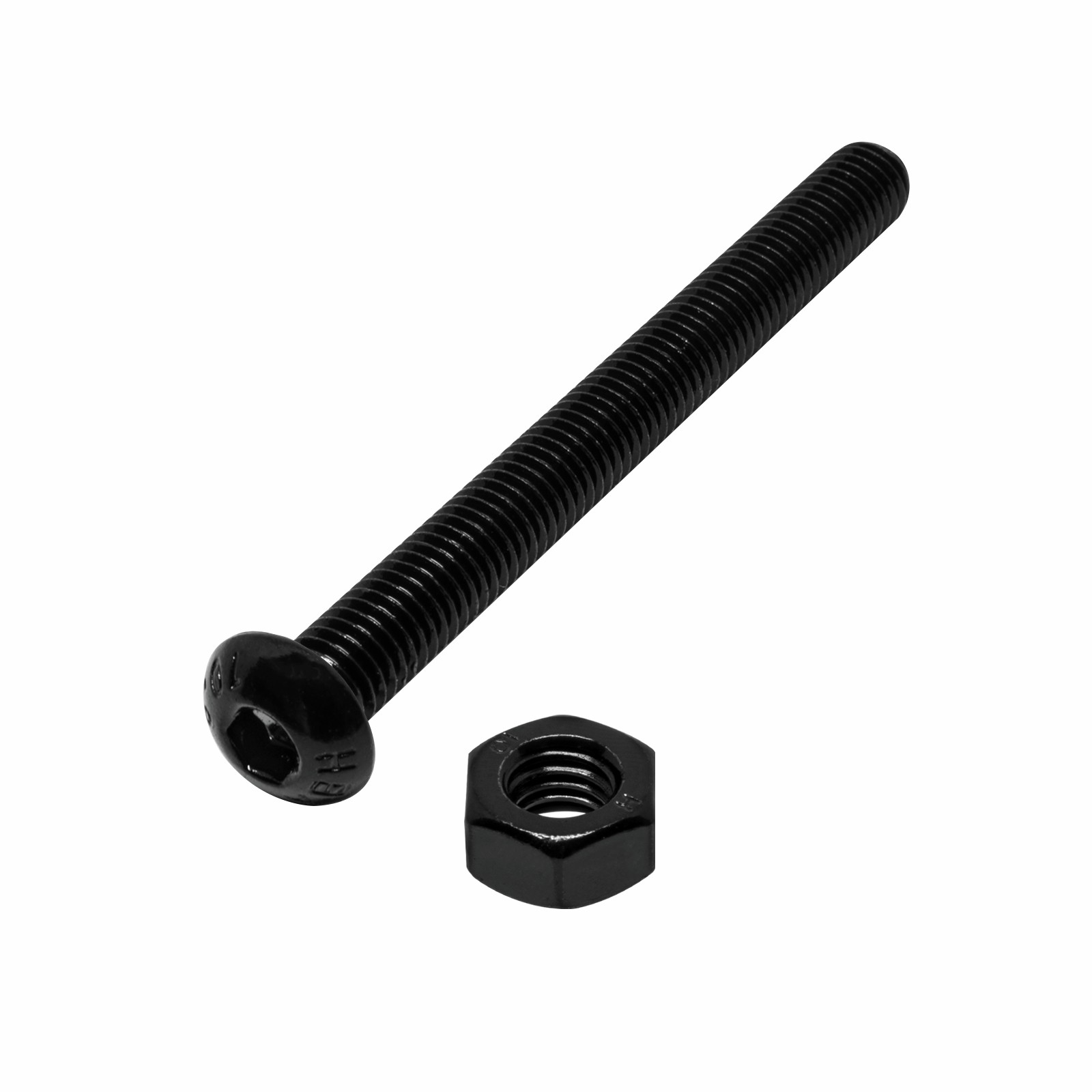Pinnacle M8 x 80mm Black Ruspert® Round Head Bolts And Nuts - 2 pieces