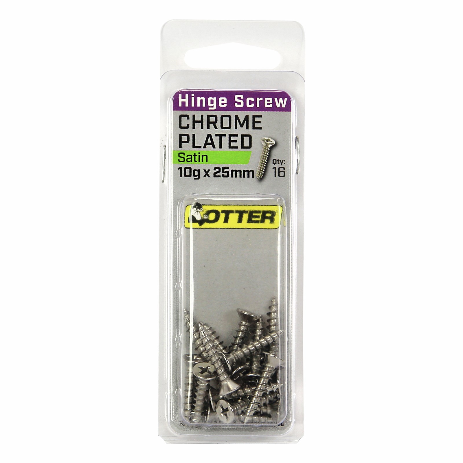 Otter 10 x 25mm Satin Chrome Hinge Screws 4 pcs