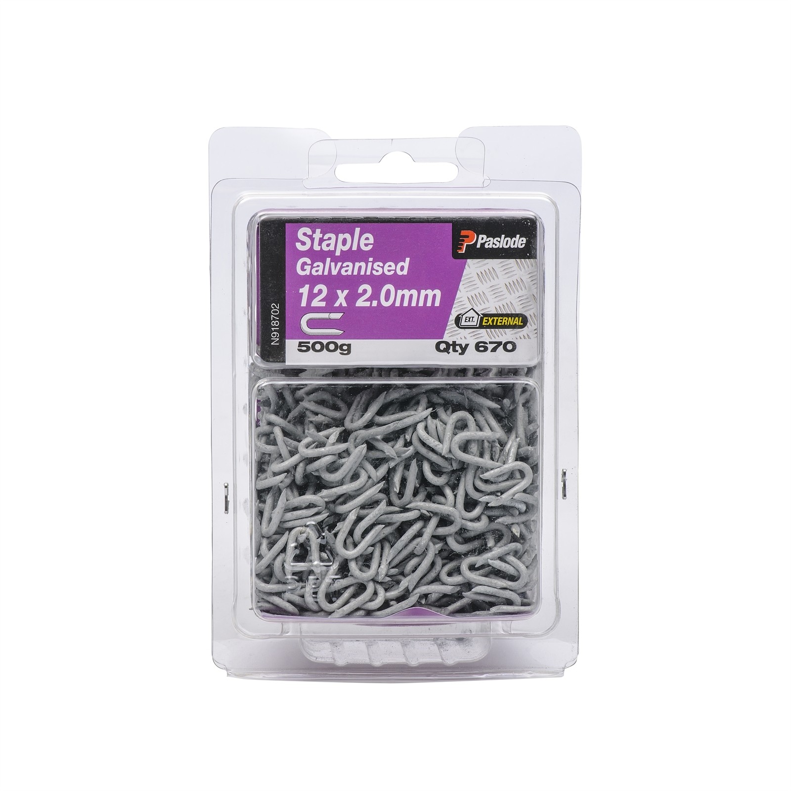 Paslode 12 x 2.0mm 500g Galvanised Staple Nail - 670 pieces