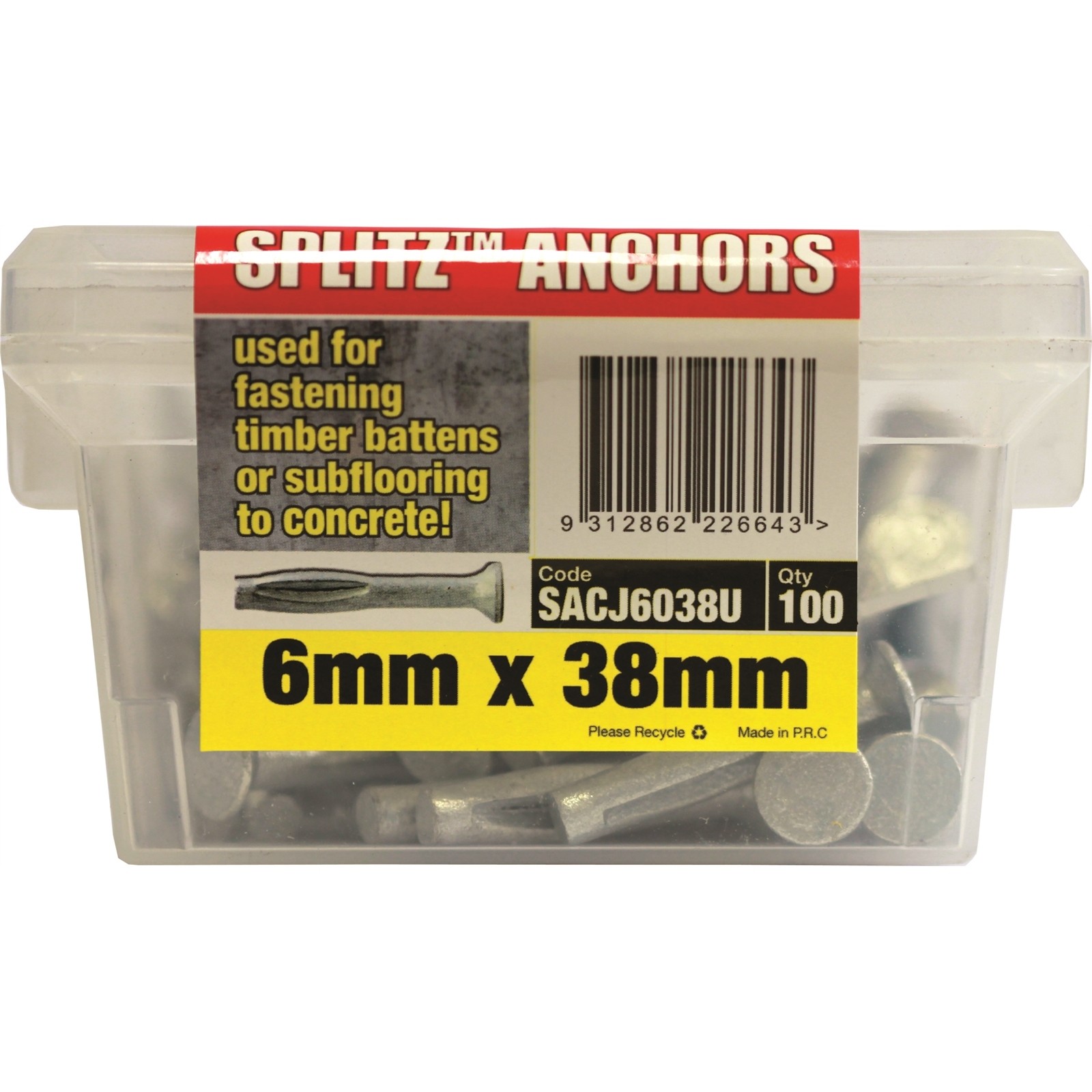 Macsim 38mm Masonry Splitz Anchor Gal - 100 pieces