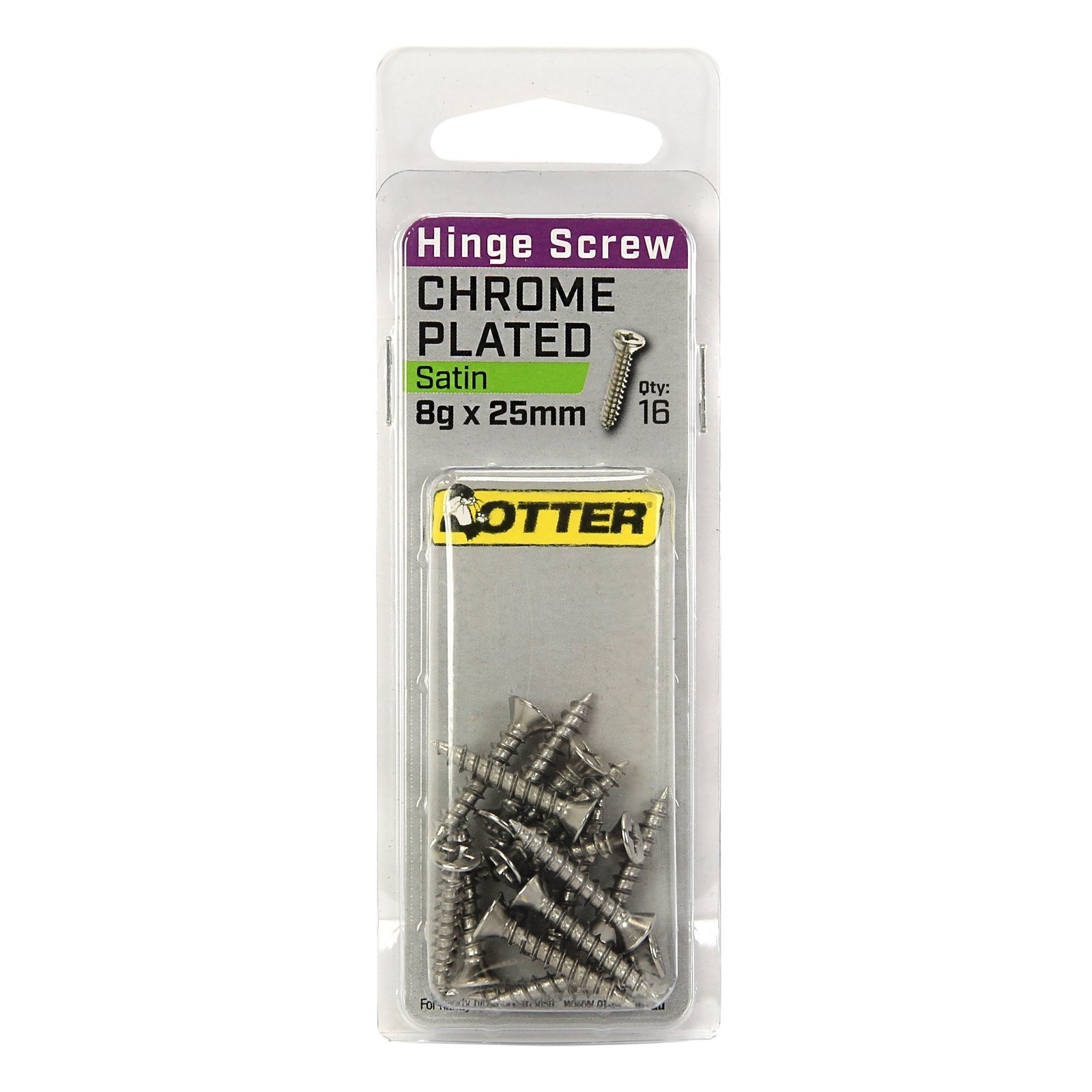 Otter 8 x 25mm Satin Chrome Hinge Screws 4 pcs