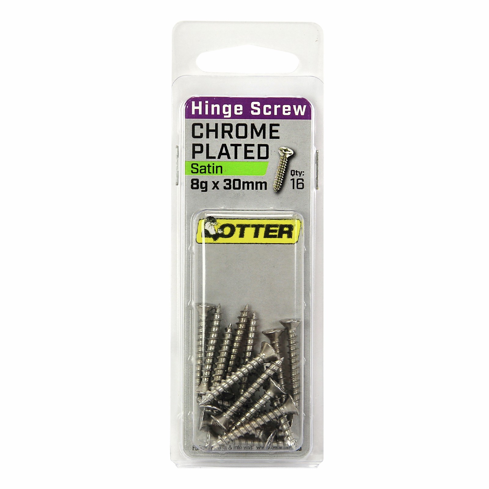 Otter 8 x 30mm Satin Chrome Hinge Screws 4 pcs