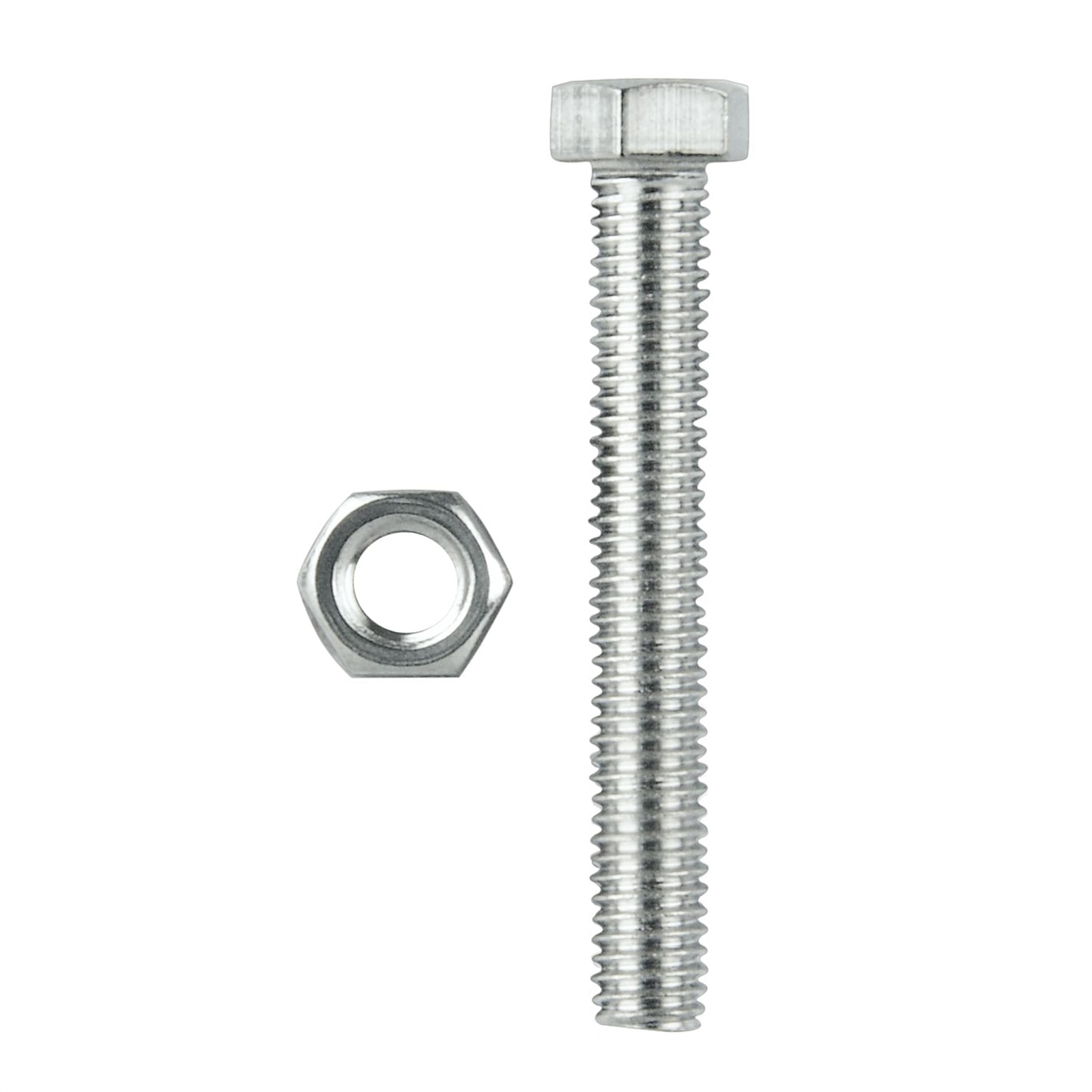 Pinnacle M4 x 75mm Zinc Plated Hex Head Bolts And Nuts 4 pcs