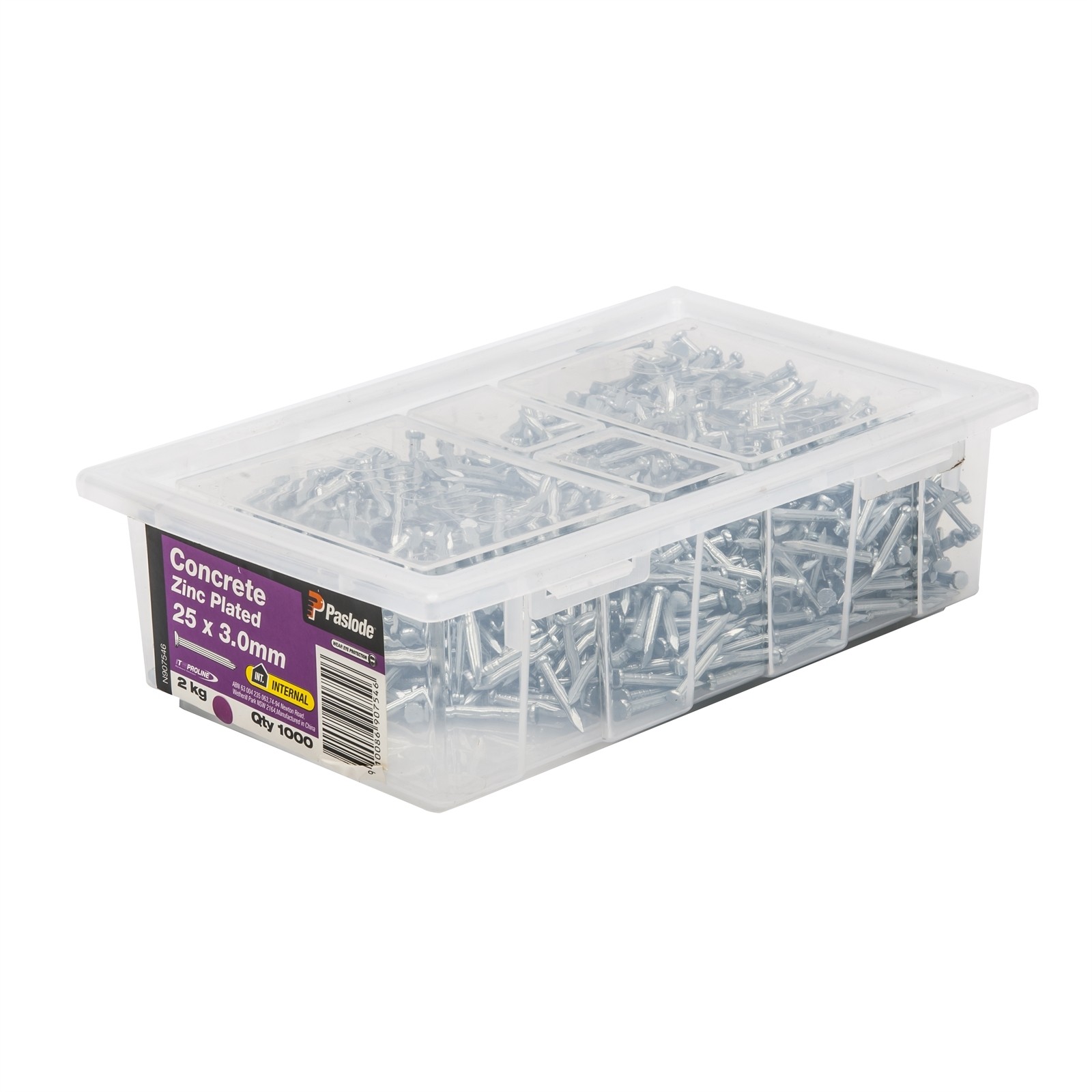 Paslode 25 x 3.0mm 2kg Zinc Plated Concrete Nail - 1000 pieces