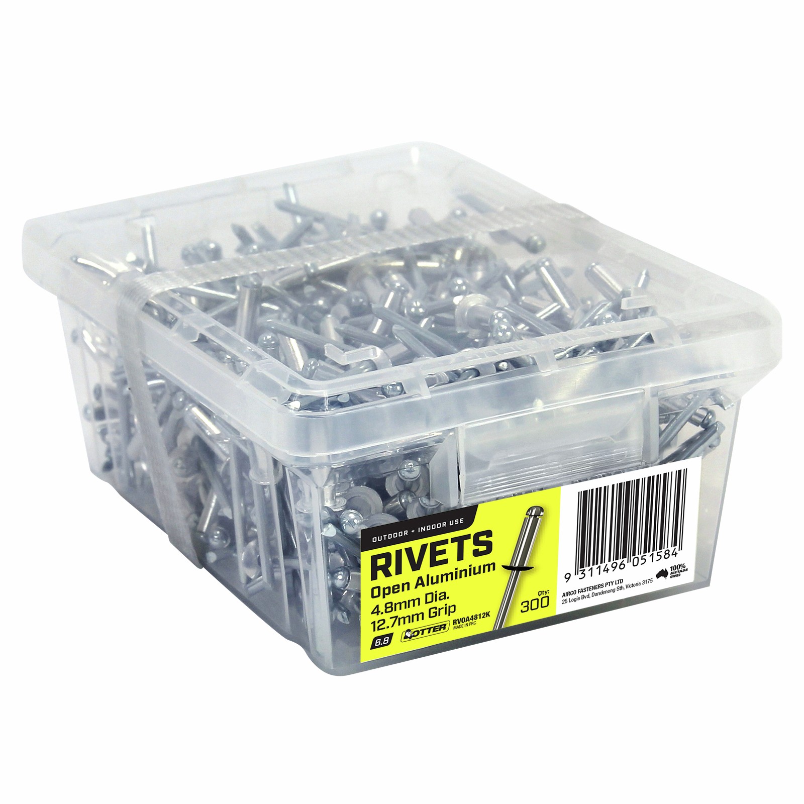 Otter 4.8 x 12.7mm Open Aluminium Rivets - 300 pieces