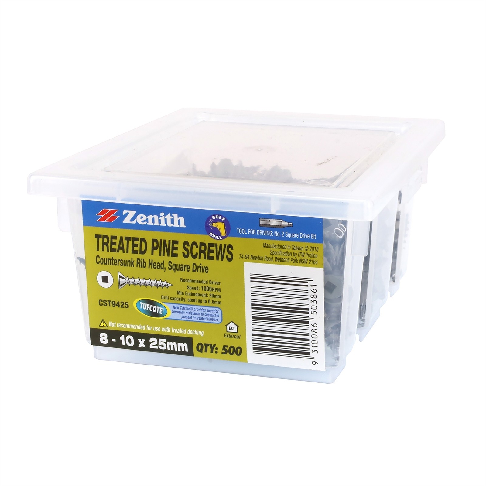 Zenith 8-10 x 25mm Tufcote® Countersunk Rib Head Treated Pine - 500 pieces