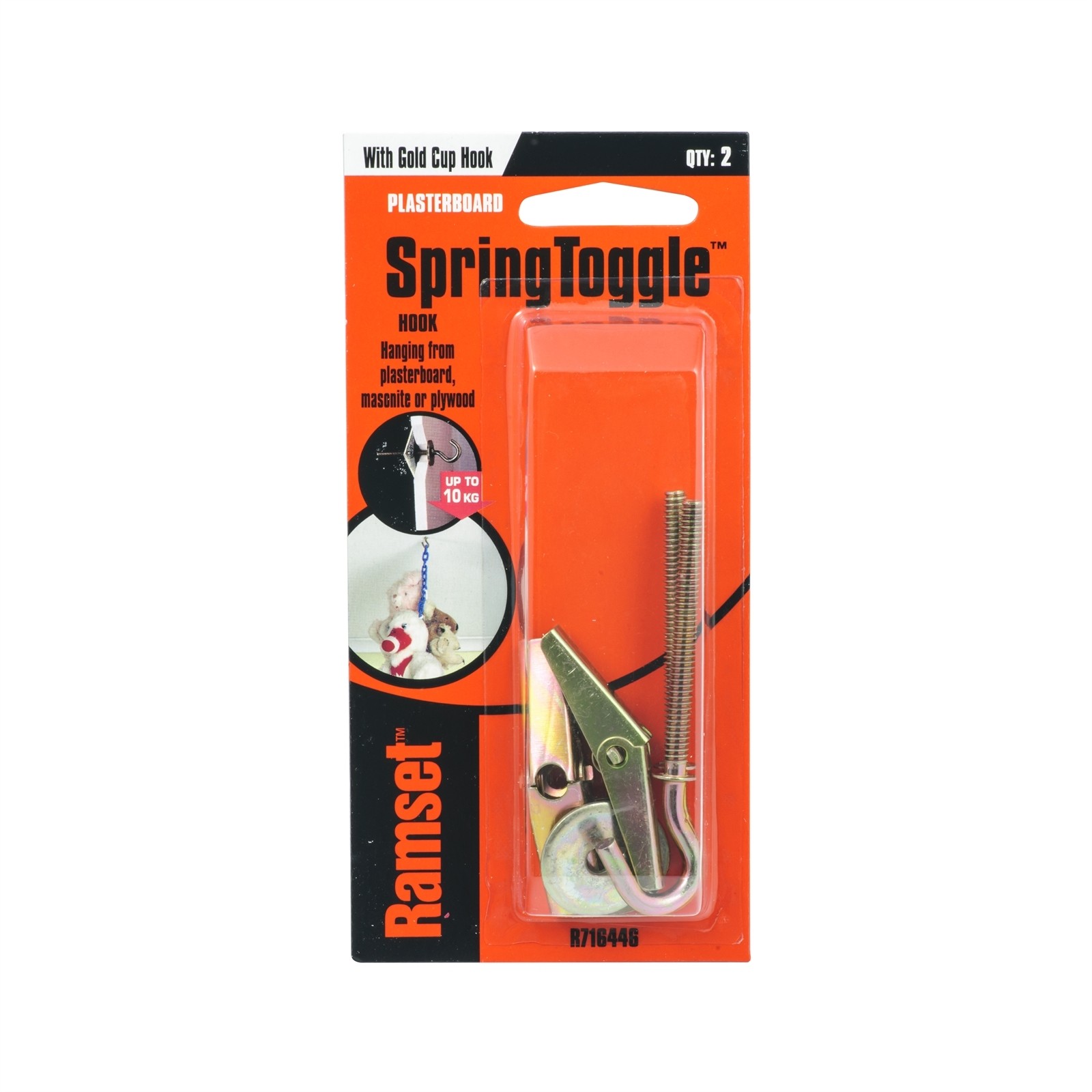 Ramset Gold Spring Toggle With Cup Hook - 2 pieces