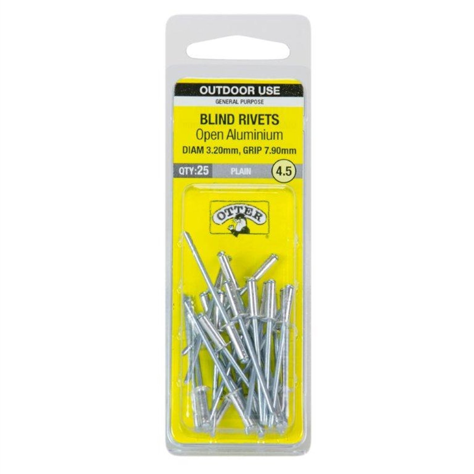 Otter 3.2 x 7.9mm Open Aluminium Blind Rivets 2 pcs