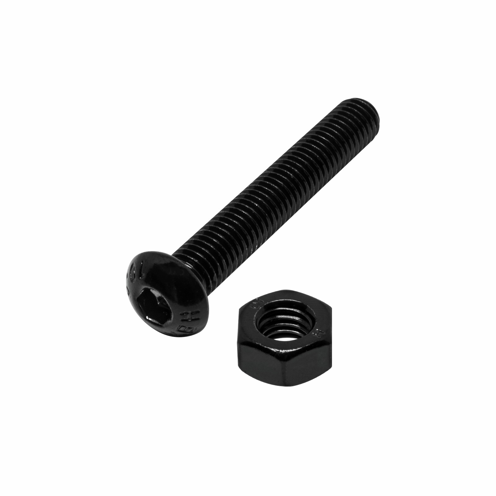 Pinnacle M6 x 65mm Black Ruspert® Round Head Bolts And Nuts - 6 pieces