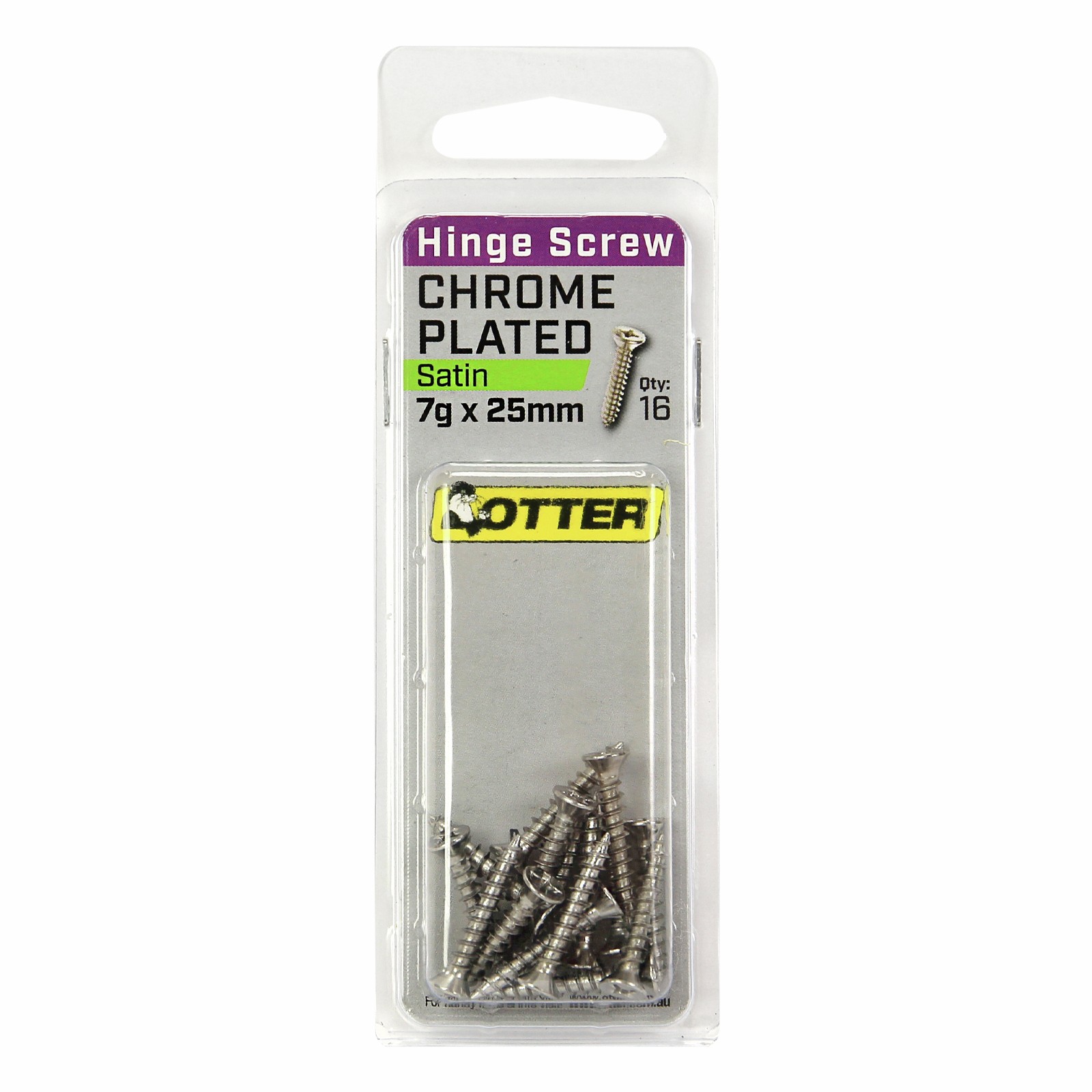 Otter 7 x 25mm Satin Chrome Hinge Screws 4 pcs