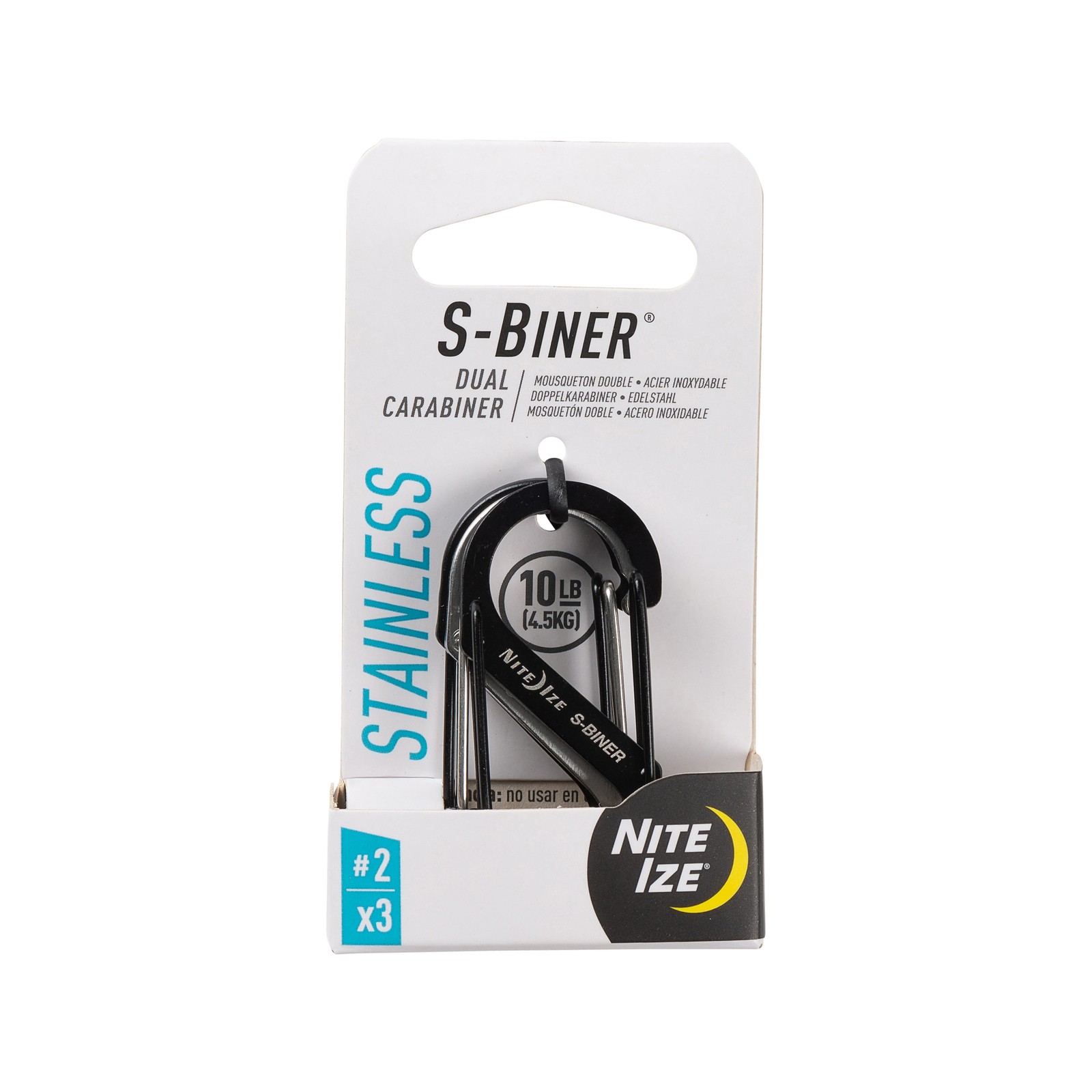 Nite Ize S-Biner Dual Carabiner S/S #2 - 3 Pack - Black/Stainless