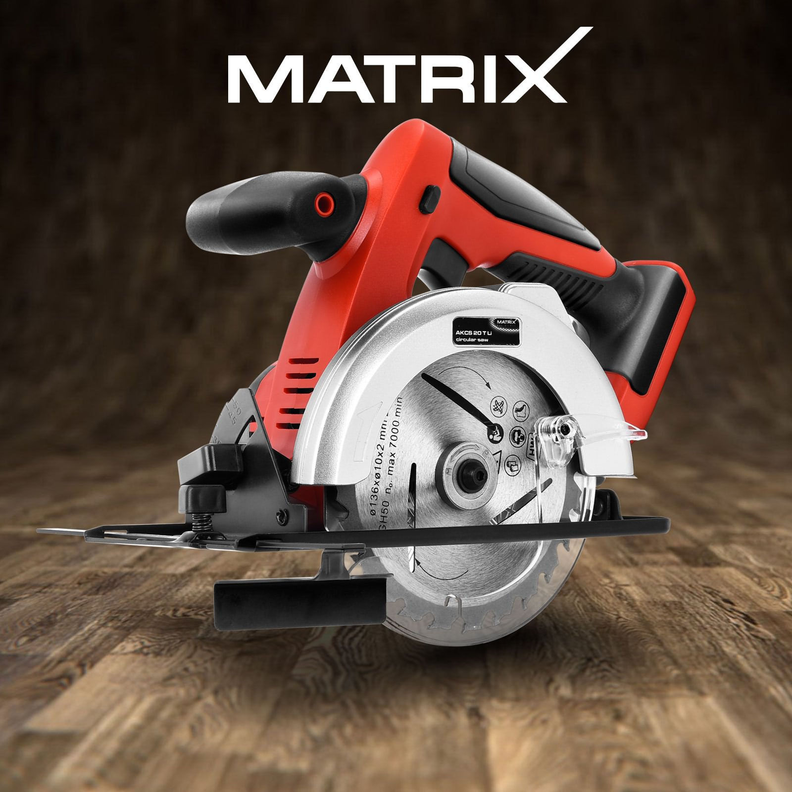 Matrix X-ONE 20V Cordless Circular Saw 136mm Red Lithium Skin Only