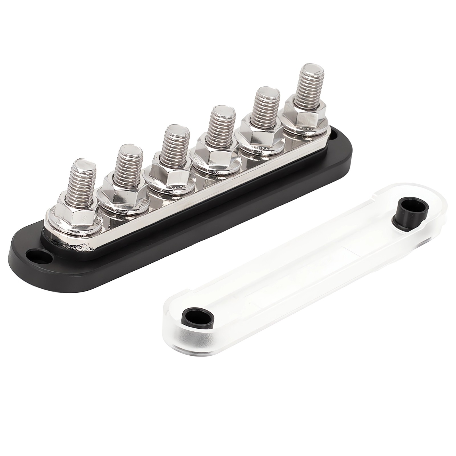300A 6 GANG M8 Power Distribution Block Terminal Stud 12V Black Nickel Plated