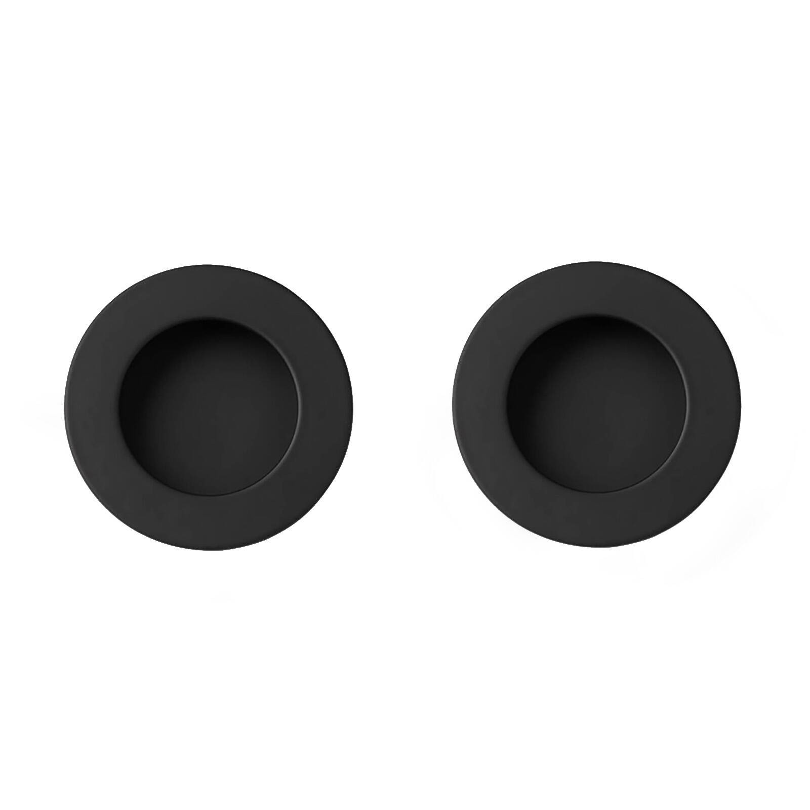 Delf 65mm Matte Black Round Flush Pull - 2 pieces