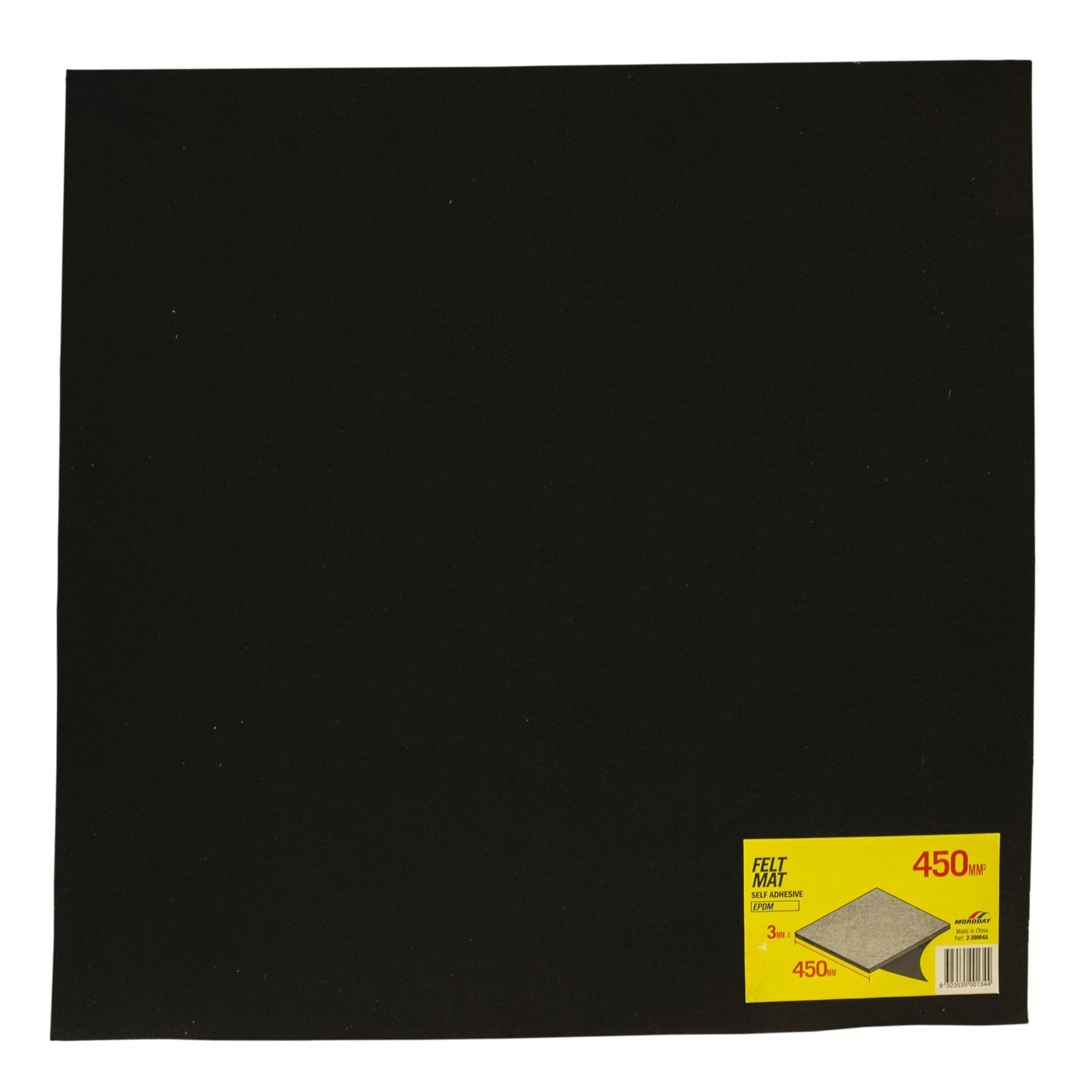 Moroday 450x450x3mm Felt Mat (Self Adhesive) BLACK