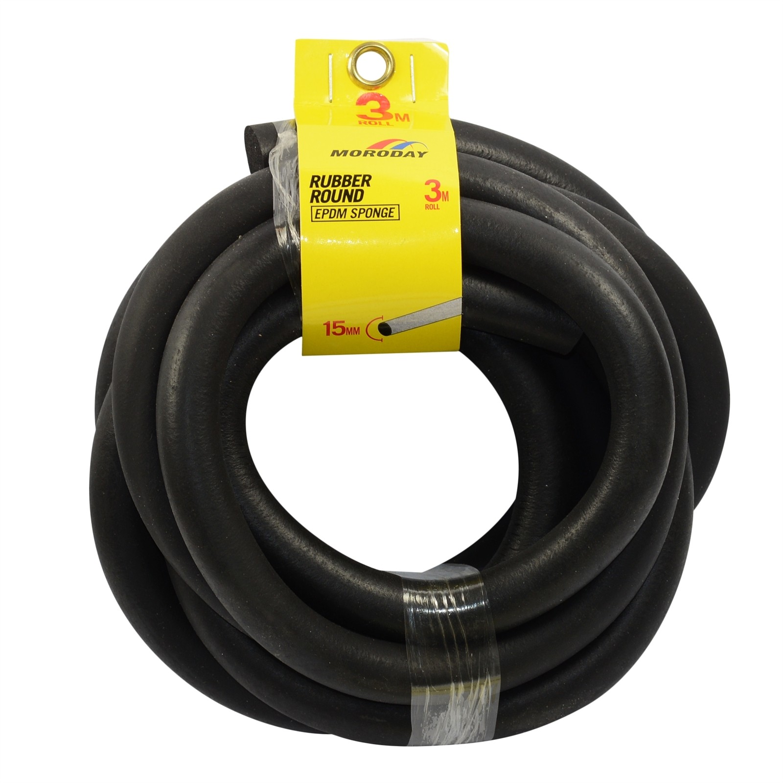 Moroday 15mmx3m Round Rubber Sponge Black