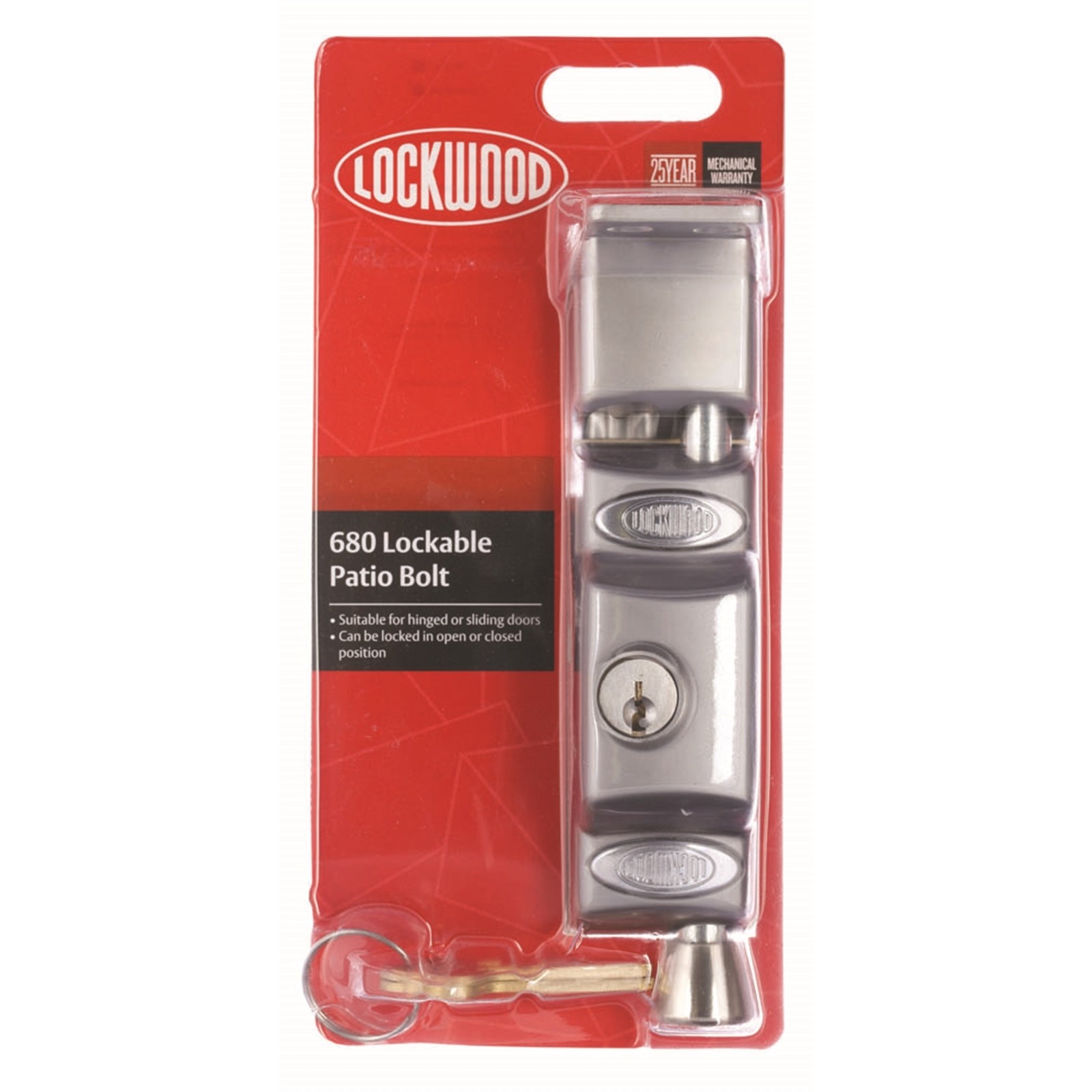 Lockwood Satin Chrome 680 Patio Bolt