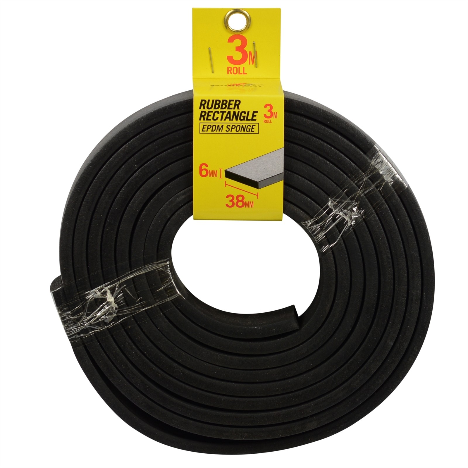 Moroday 6mm x 38mm x 3m Rubber Rectangle Black