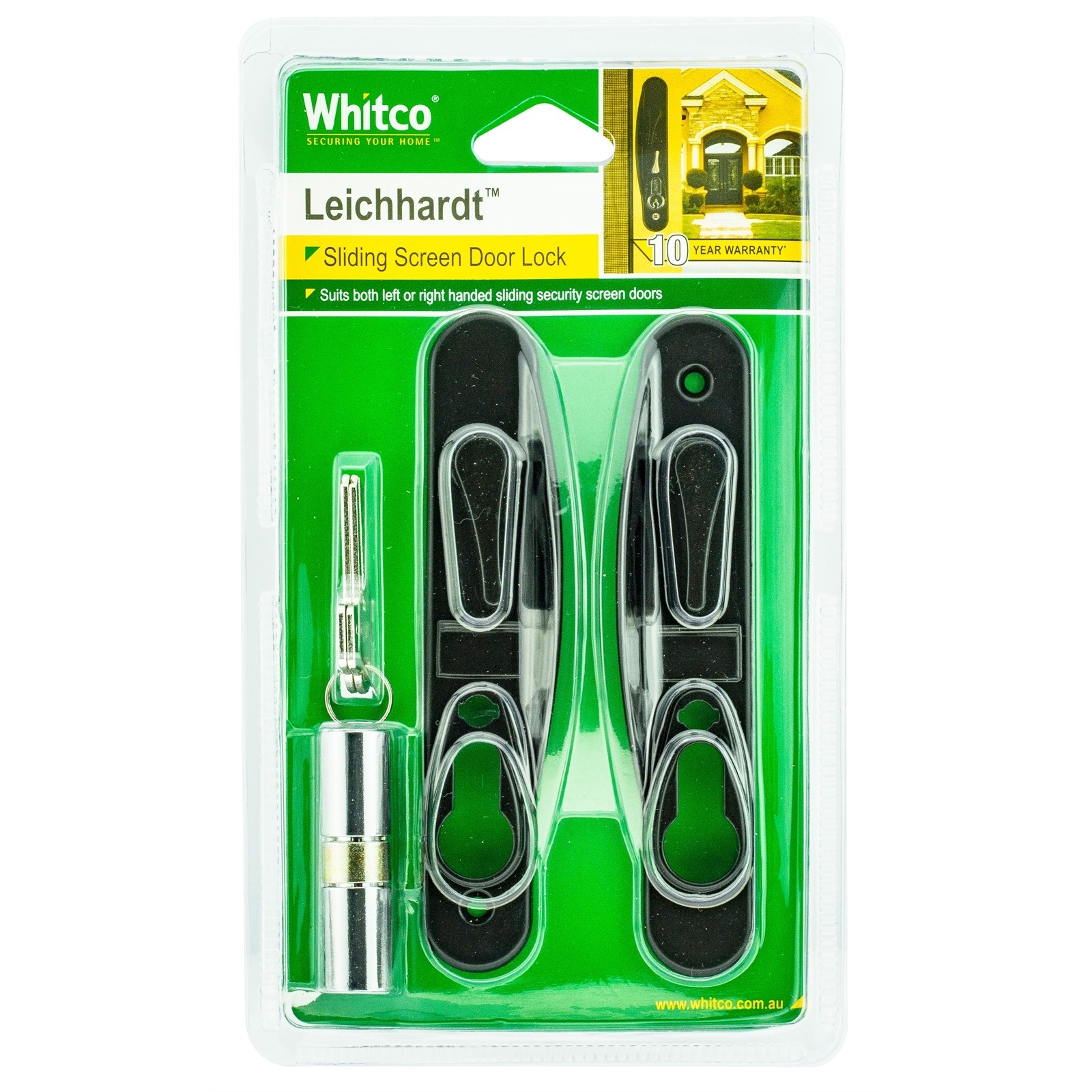 Whitco Leichardt Black Sliding Security Screen Door Lock