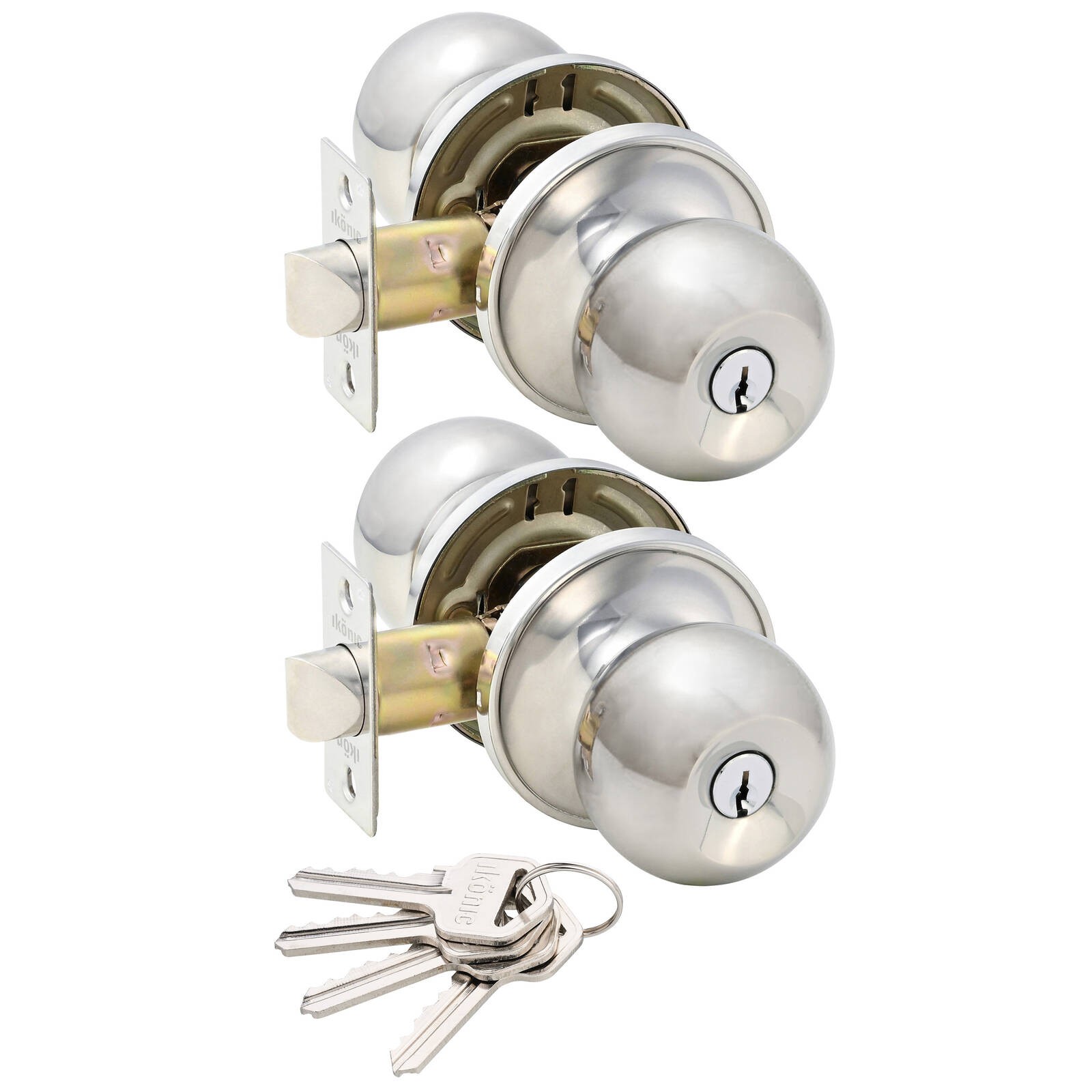 Ikonic Bright Chrome Ruby Entry Knob Set - 2 pieces