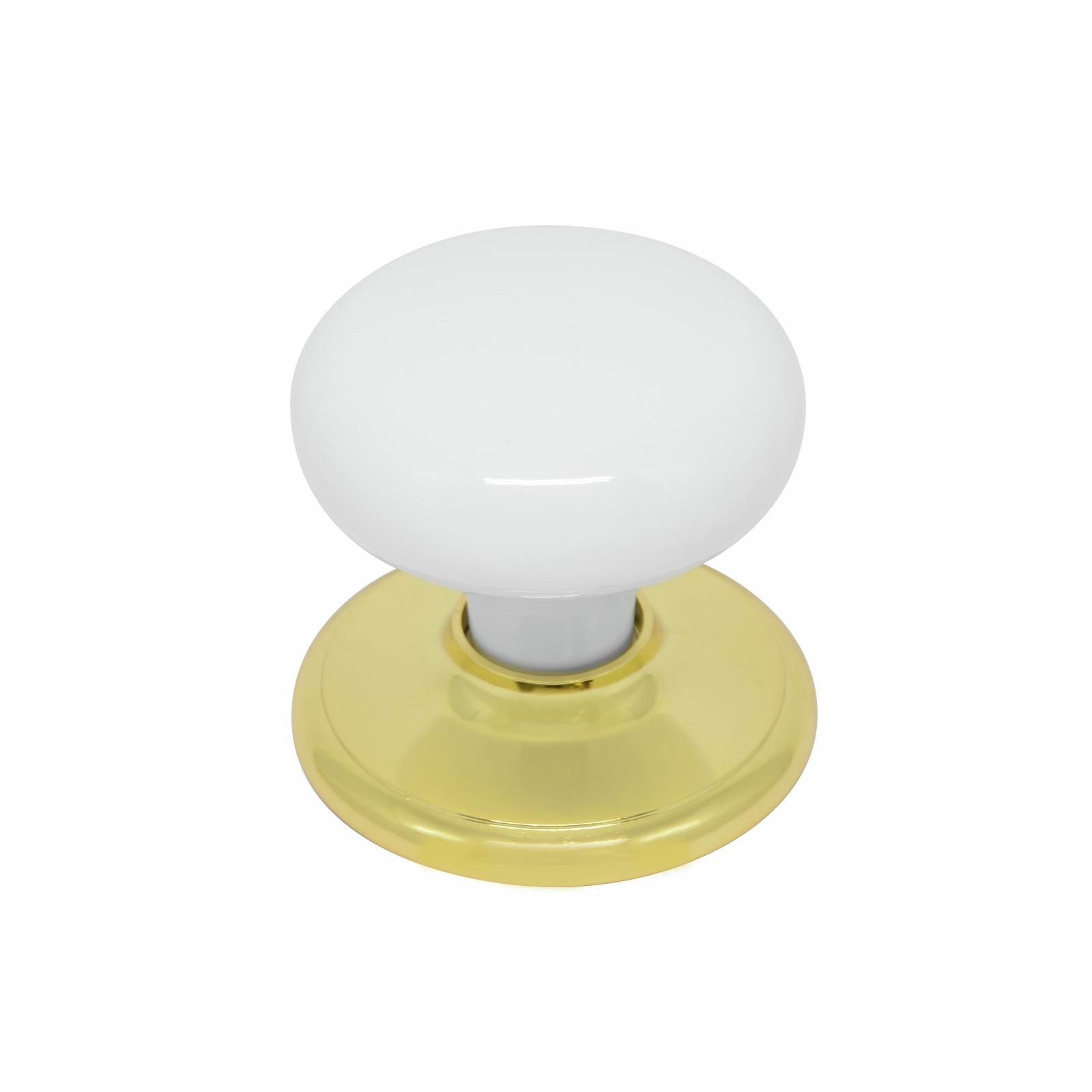 Ikonic White Heritage Door Knob With Brass Rosette