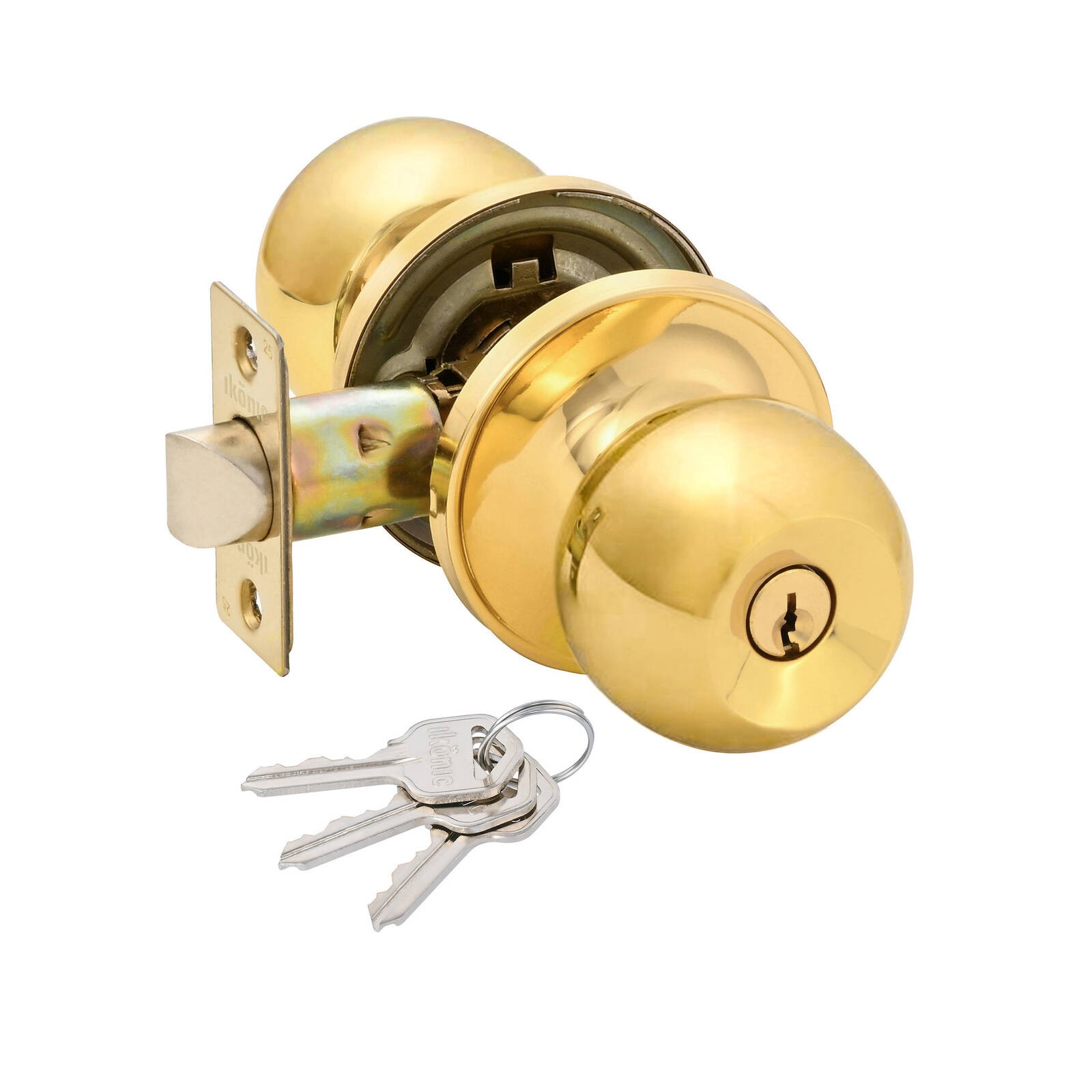 Ikonic Polished Brass Ruby Entry Knob Set