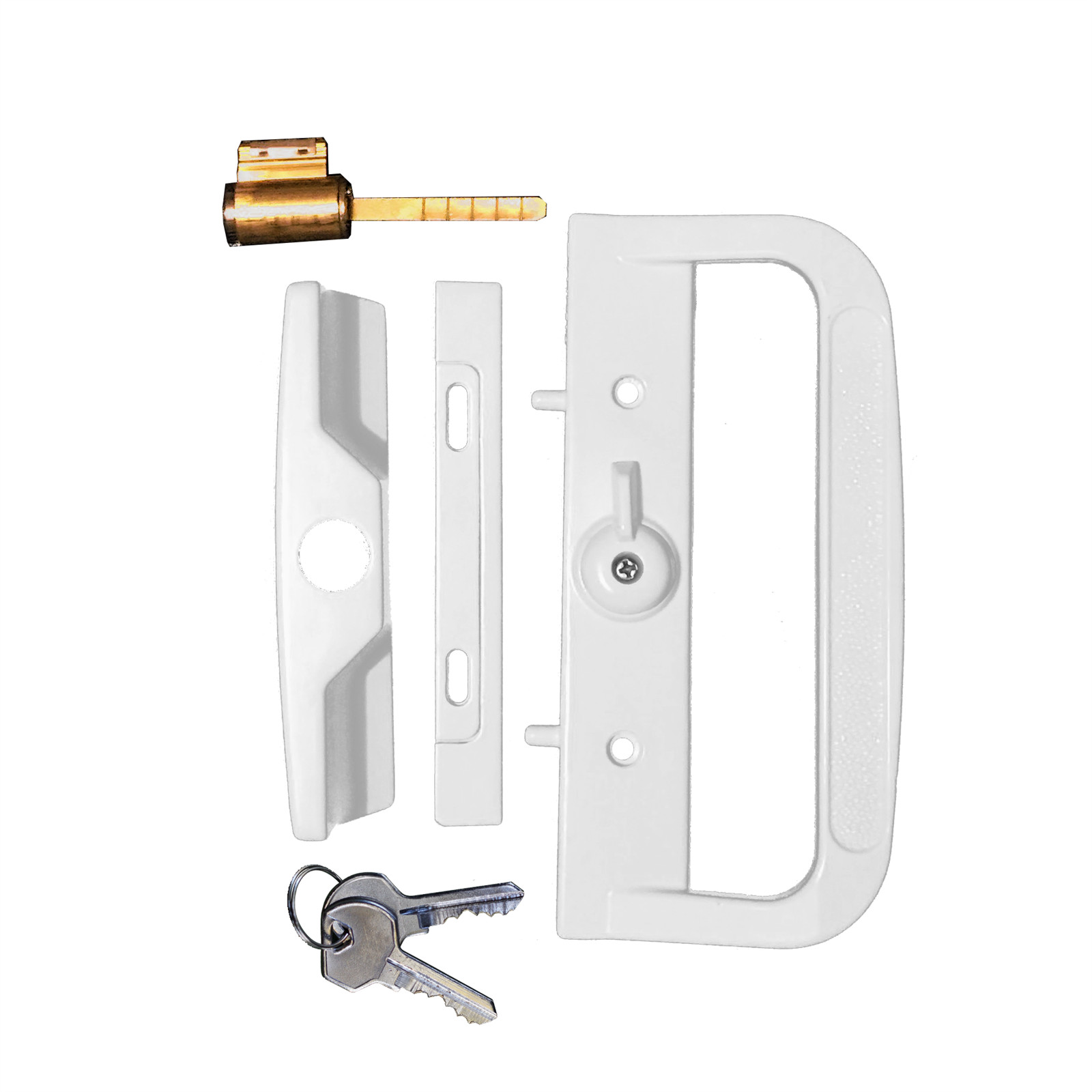 Rolltrak White Sliding Patio Door Keyed Lock Set