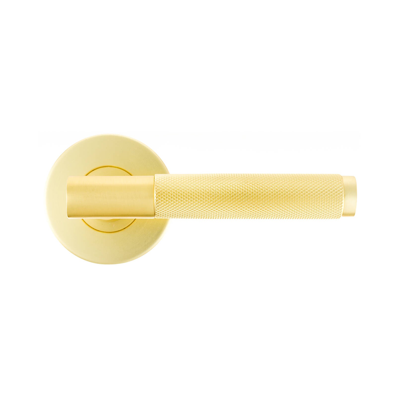 Ikonic Brushed Brass Knurled Privacy Lever Set(5)More options available