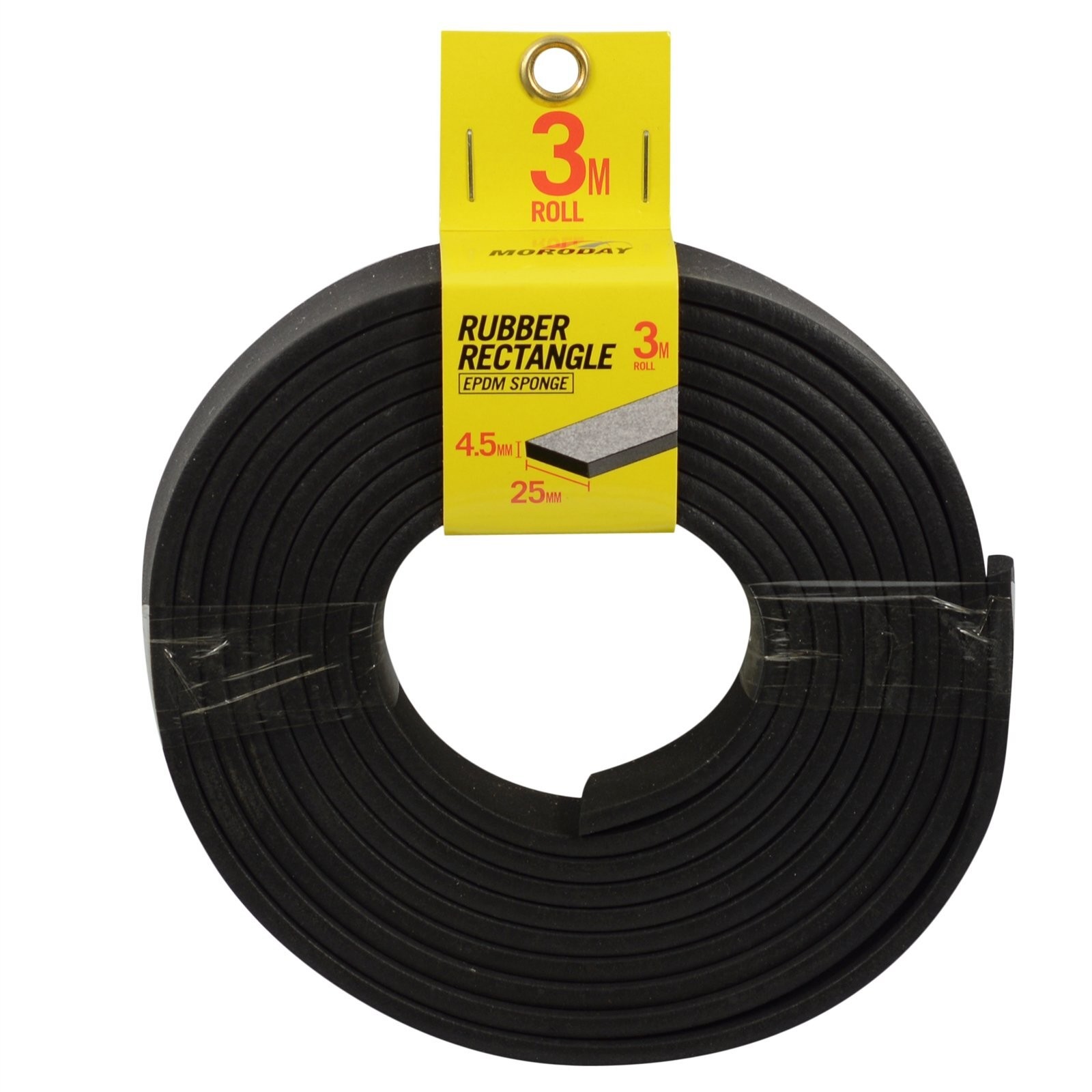 Moroday 4.5mm x 25mm x 3m Rubber Rectangle Black