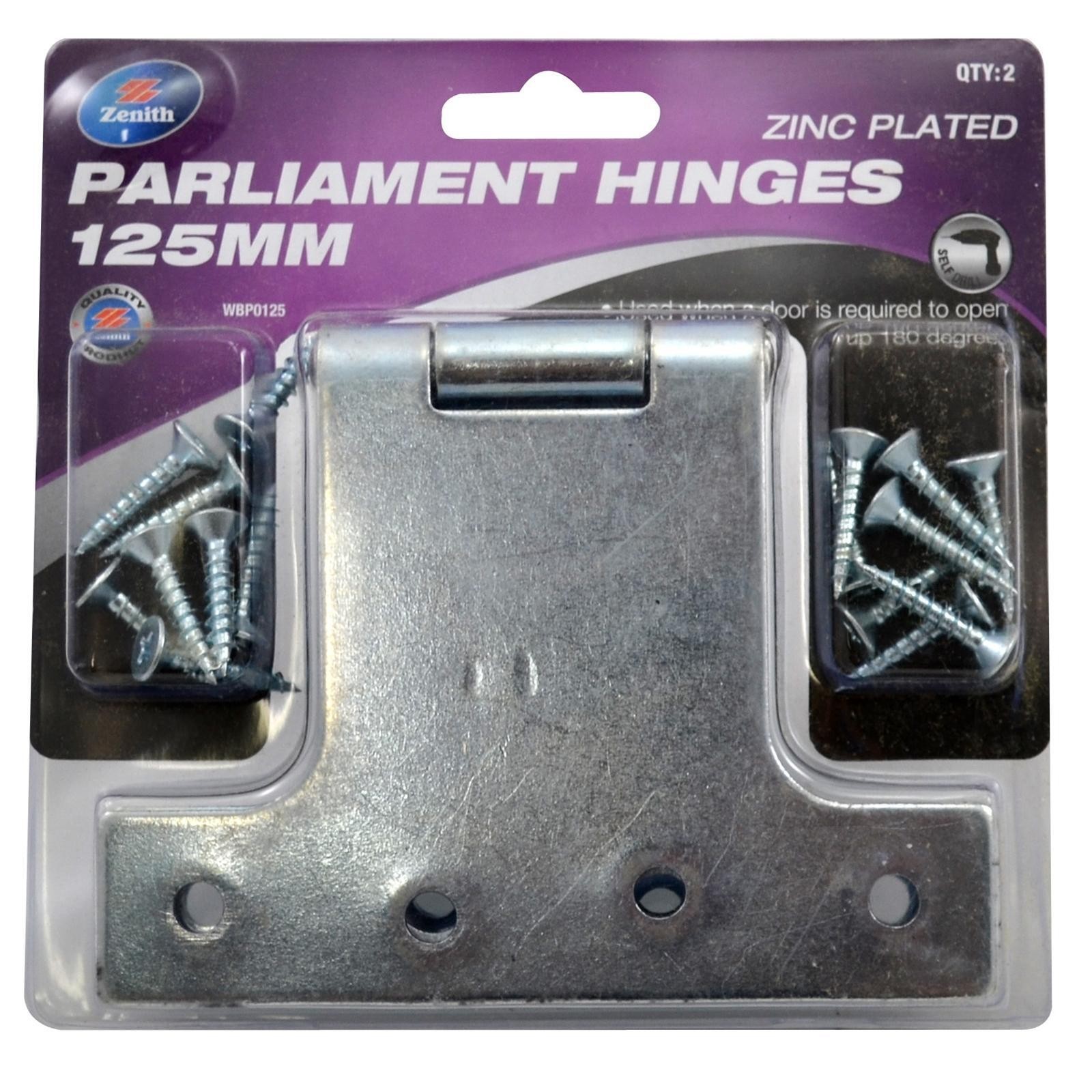 Zenith 125 x 182 x 2mm Zinc Plated Parliament Hinge - 2 pieces