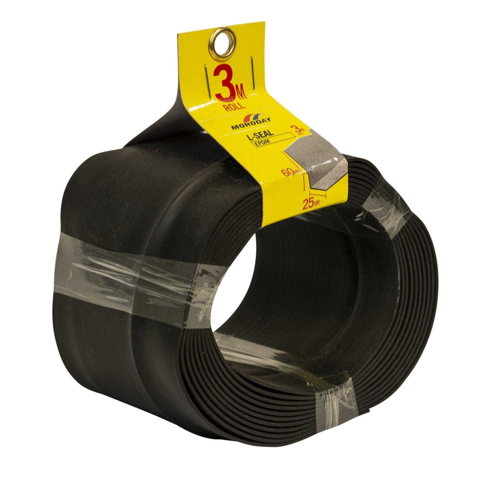 Moroday 25 x 60mm x 3m Black L-Section Seal
