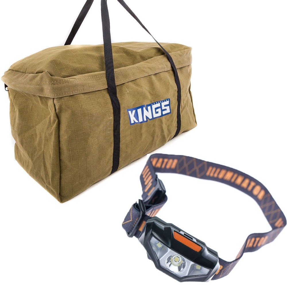 Adventure Kings Campfire BBQ Heavy-Duty Canvas Bag Head Torch AA-Battery Powered