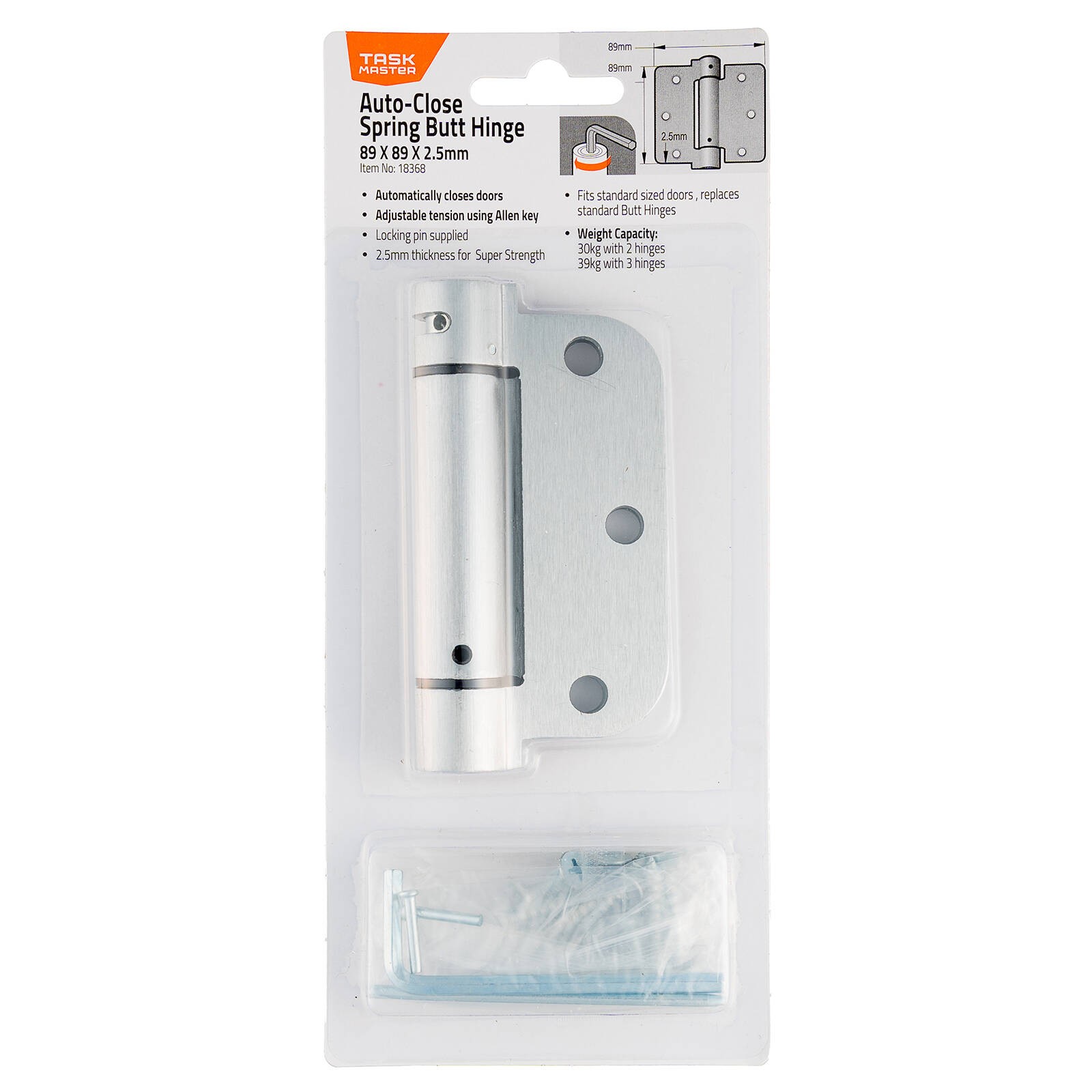 Taskmaster 89 x 89 x 2.5mm Auto Close Butt Hinge(1)More options available