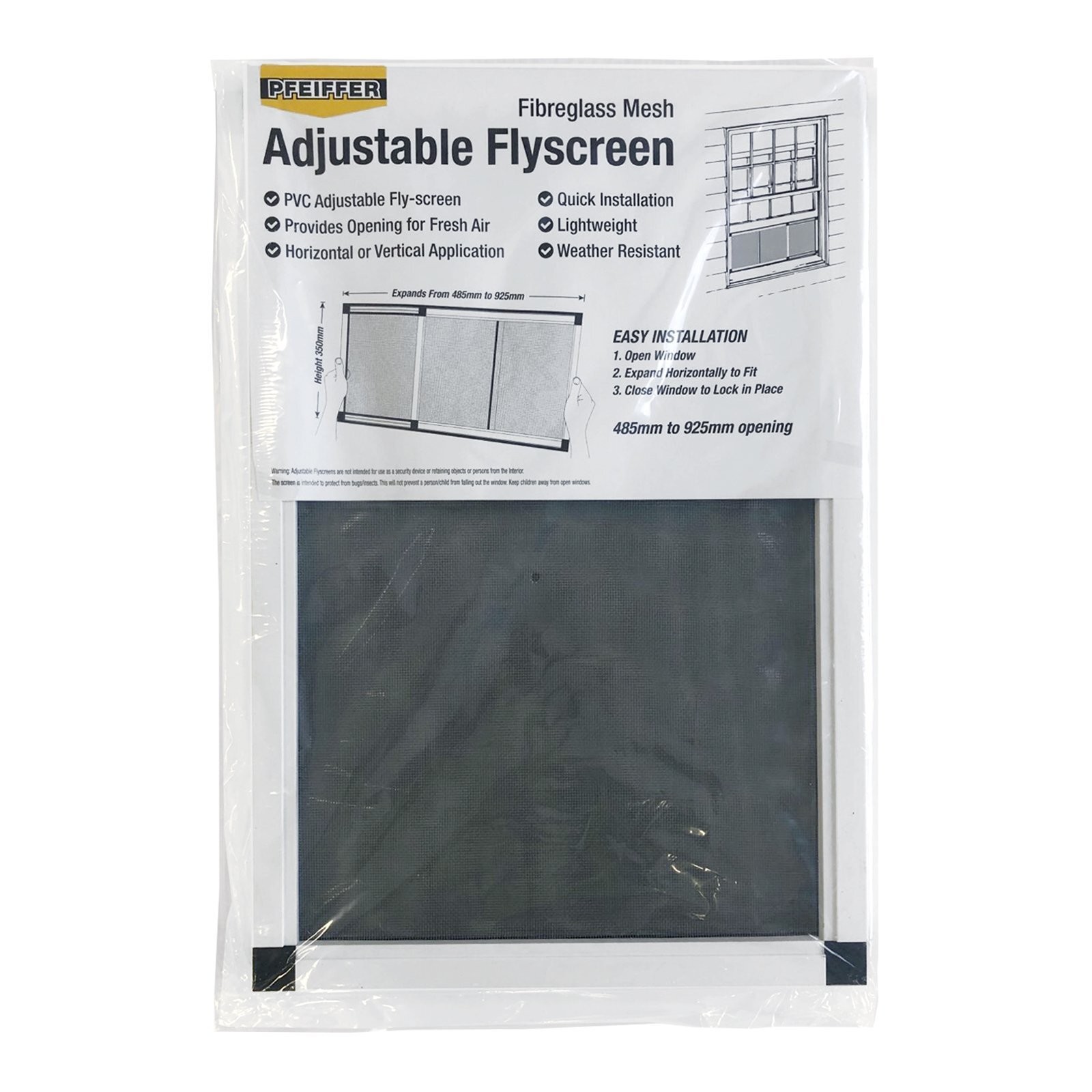 Pfeiffer 330 x 485-925mm PVC Adjustable Window Flyscreen