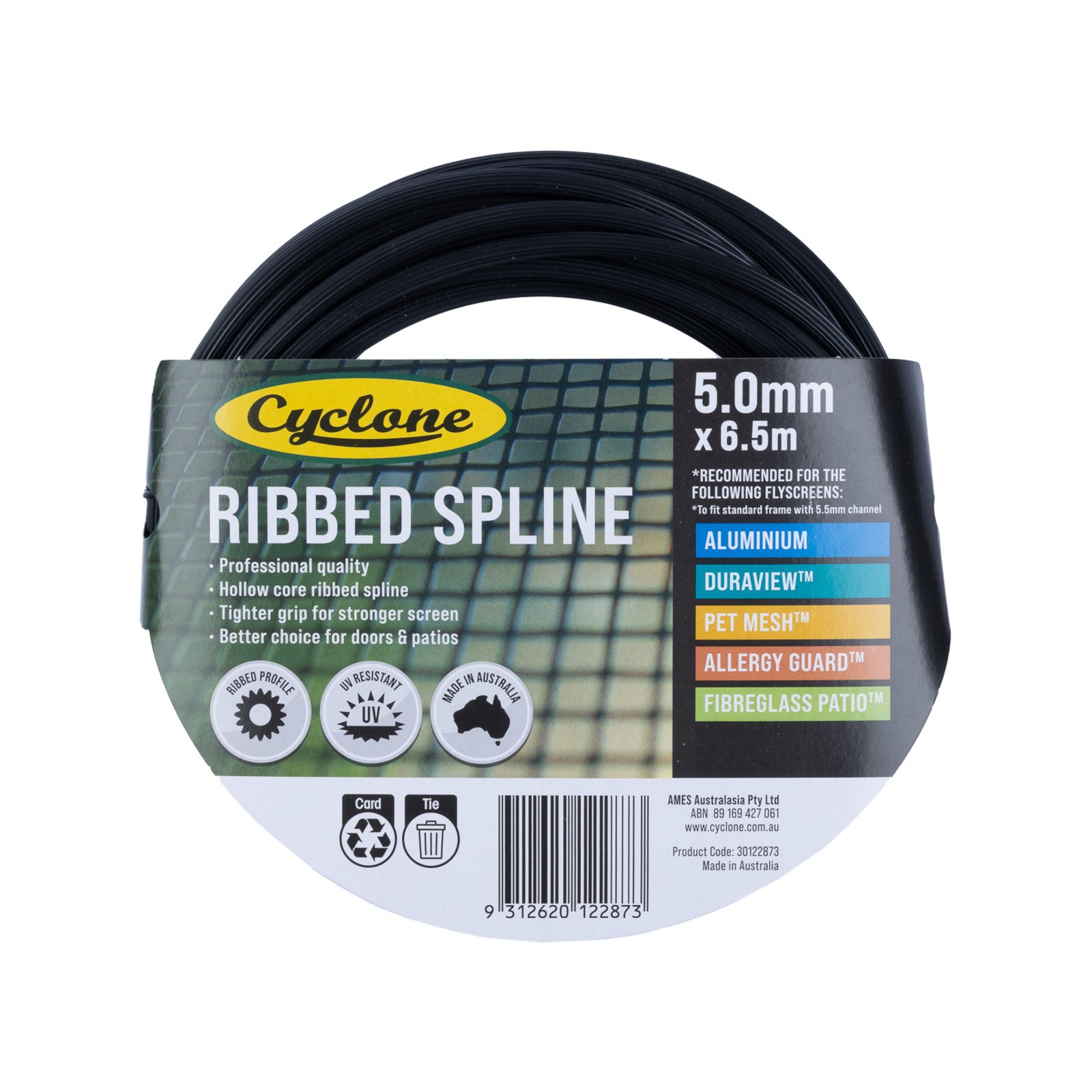 Cyclone 5.0mm x 6.5m Tufflite Ribbed Spline - 6.5m(2)More options available